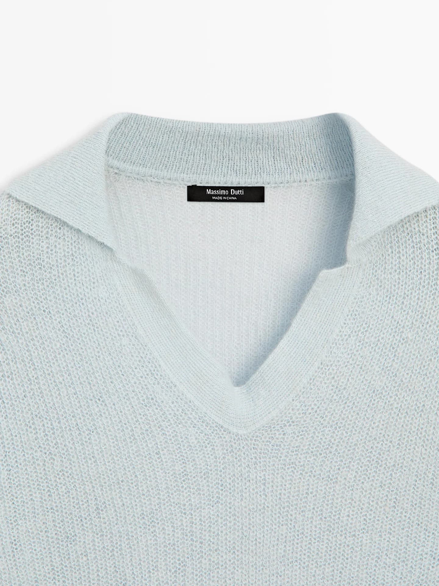 Вязаный свитер-поло из смесовой шерсти альпаки. - фото 7