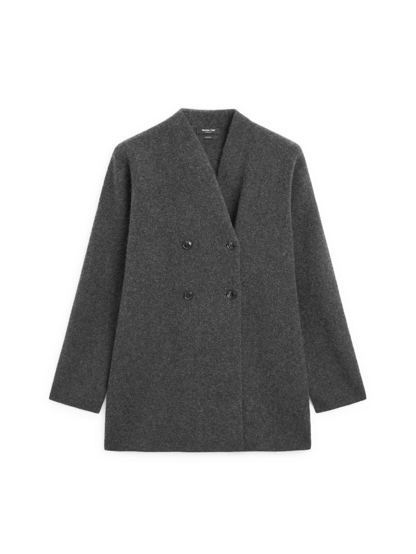 Длинный шерстяной кардиган с двойными пуговицами. - фото 3