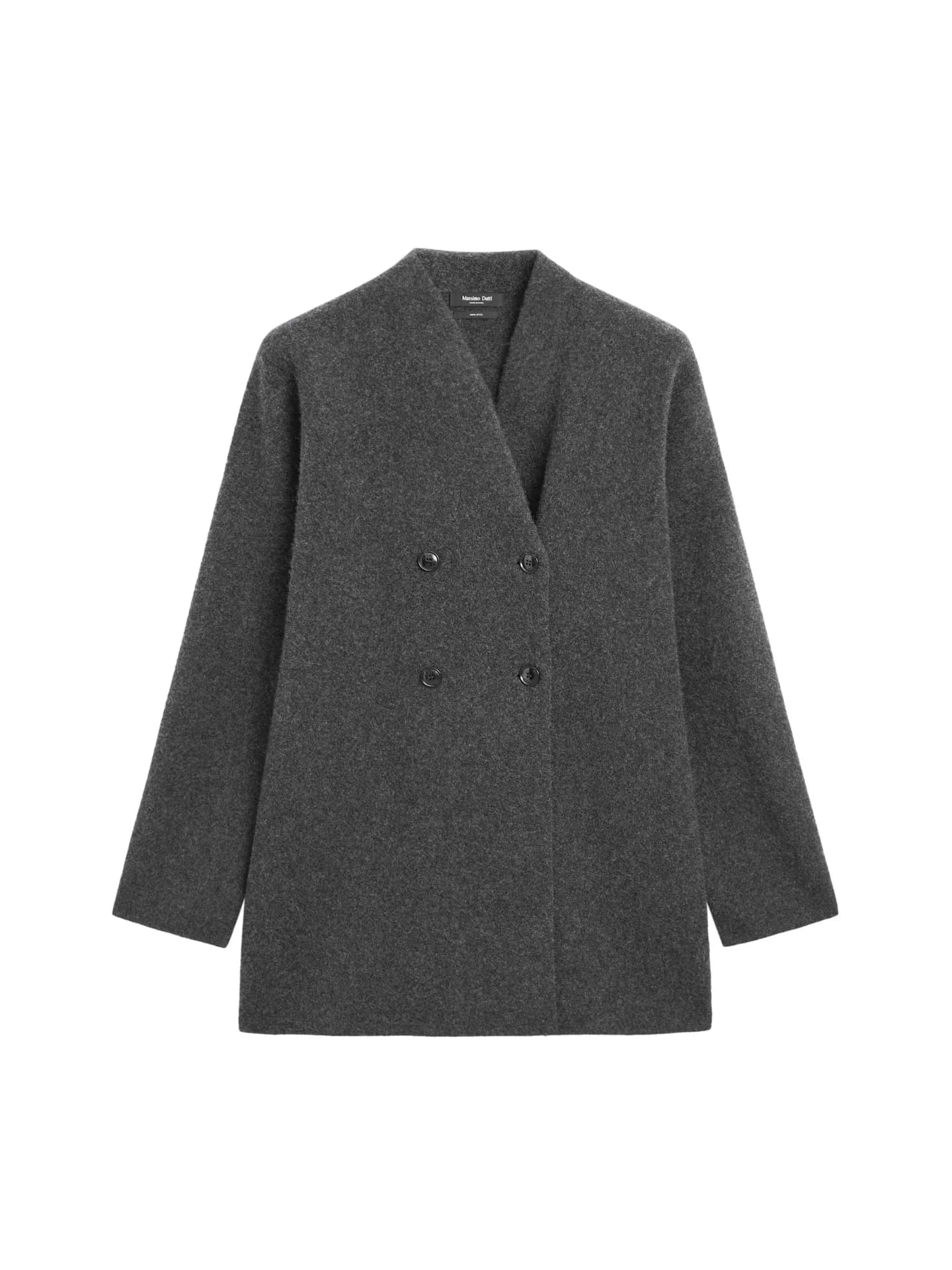 Длинный шерстяной кардиган с двойными пуговицами. - фото 4