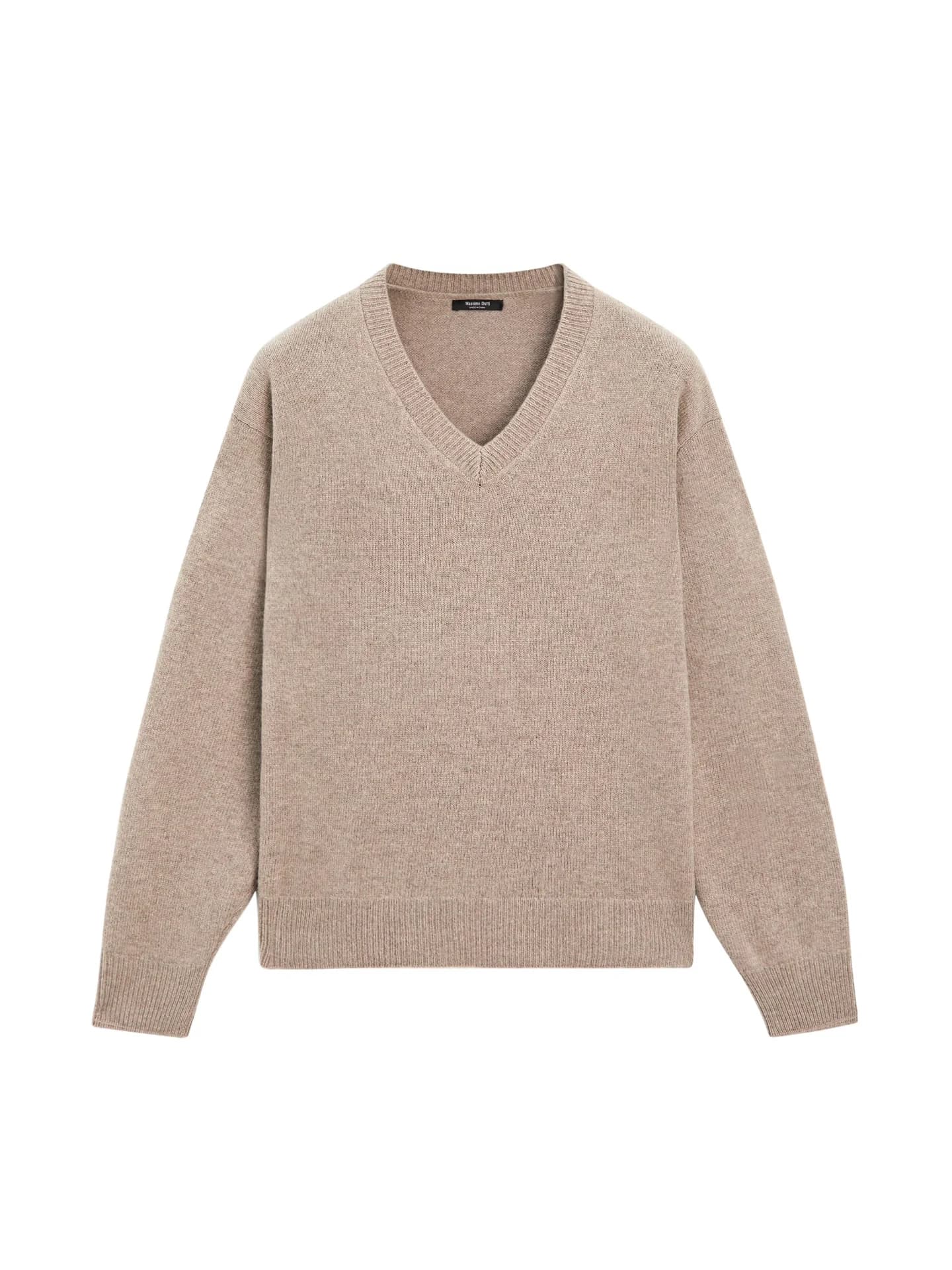 Вязаный свитер с V-образным вырезом и нашивками на локтях. - фото 8