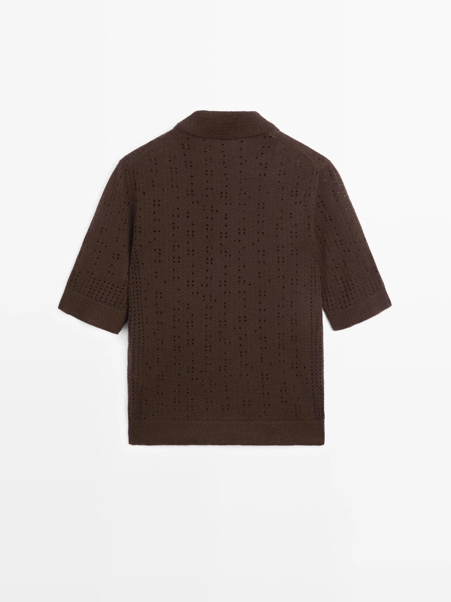 Рубашка-поло с короткими рукавами из трикотажной смесовой шерсти - фото 4