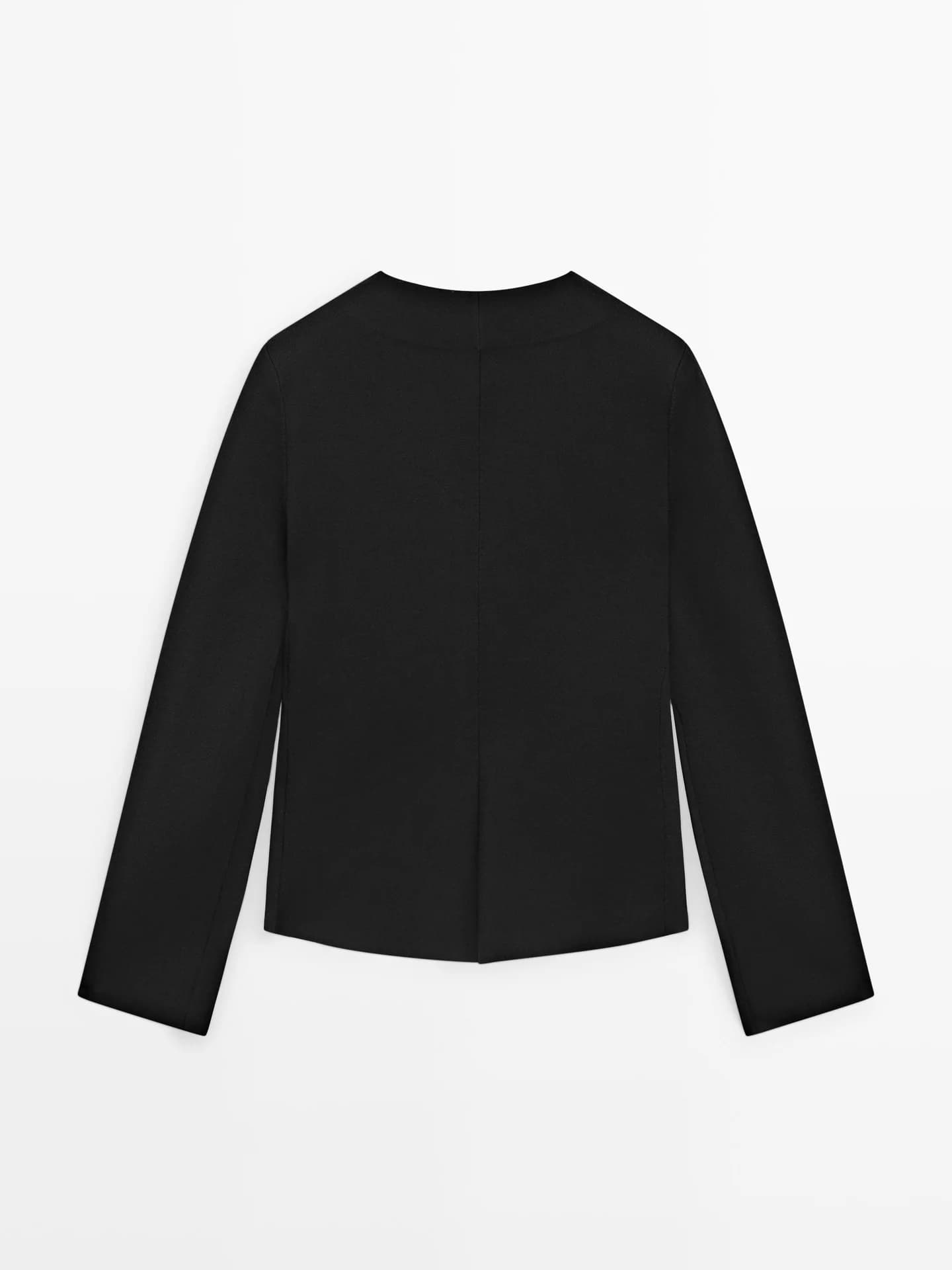 Вязаный пиджак с V-образным вырезом и молнией. - фото 2