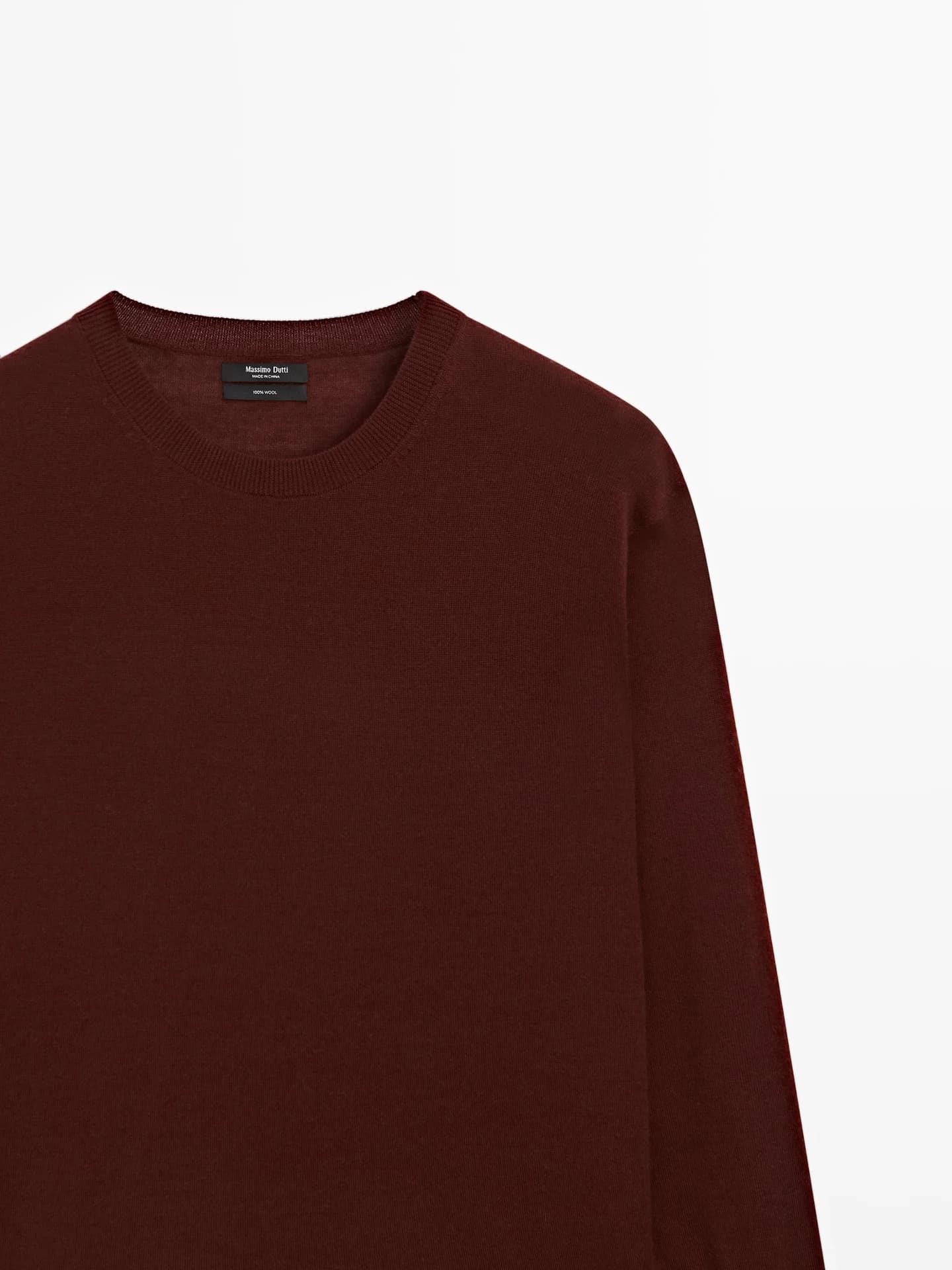 Тонкий вязаный свитер из 100% шерсти с круглым вырезом. - фото 7