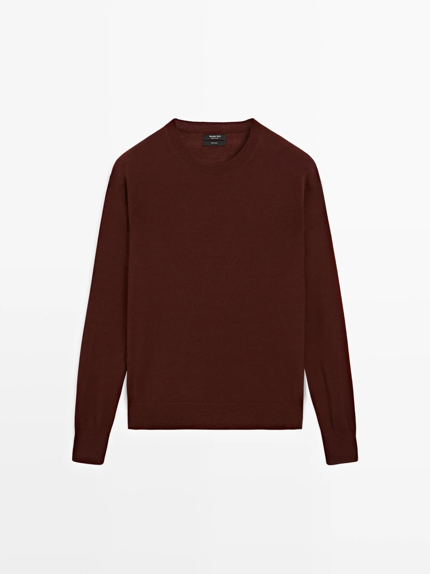 Тонкий вязаный свитер из 100% шерсти с круглым вырезом. - фото 10