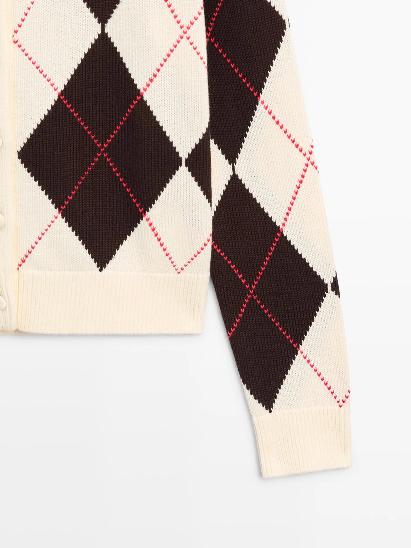 Кардиган хлопковой вязки с ромбовидным узором - фото 7