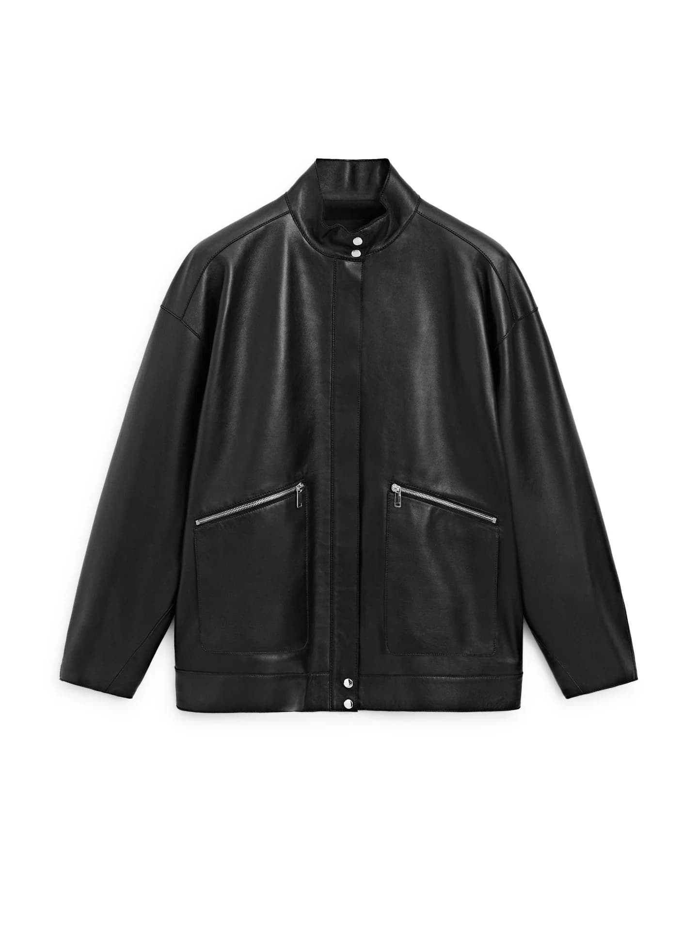 Куртка с карманами из кожи наппа - фото 8