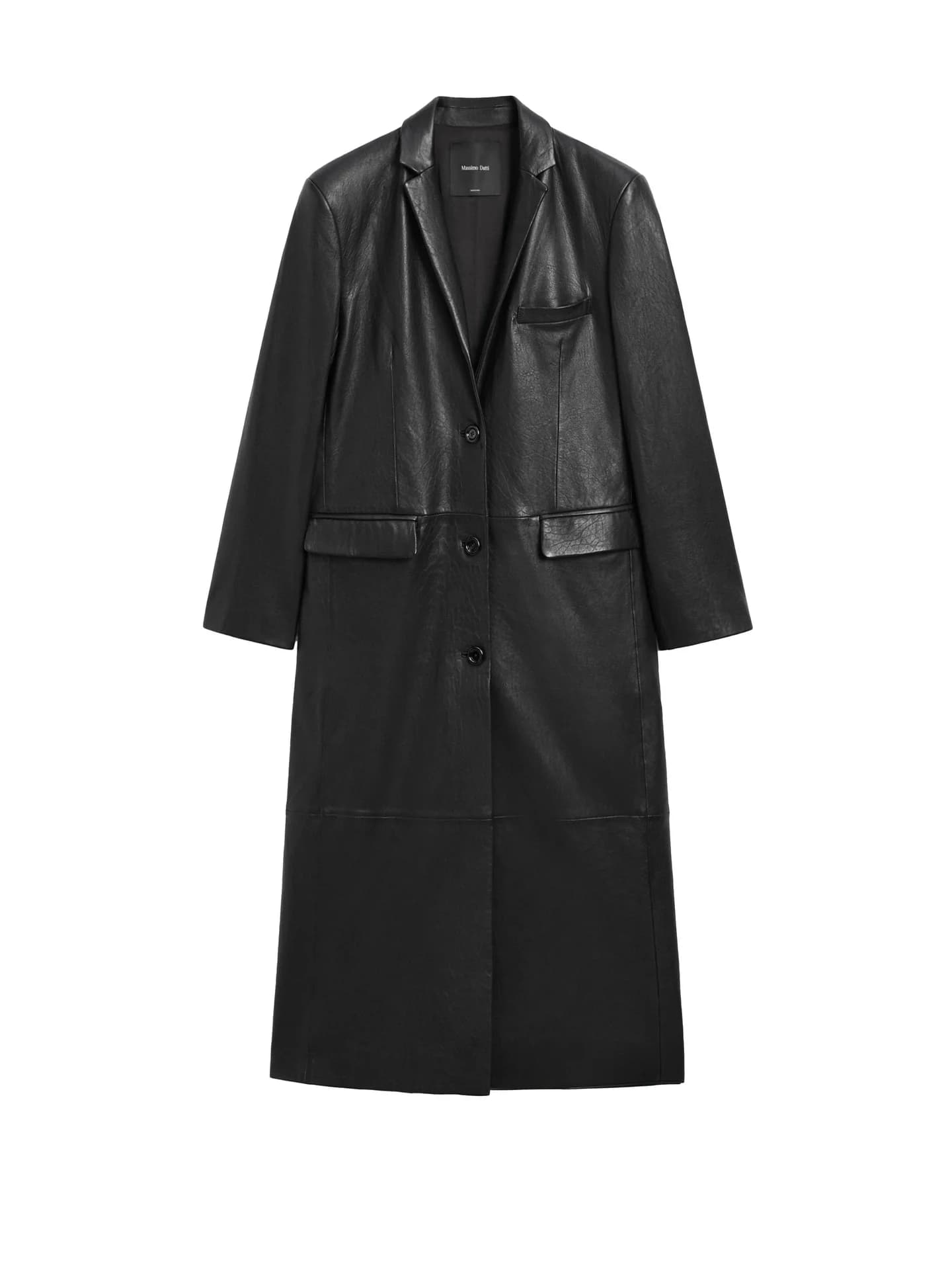 Длинное пальто из кожи наппа - фото 2