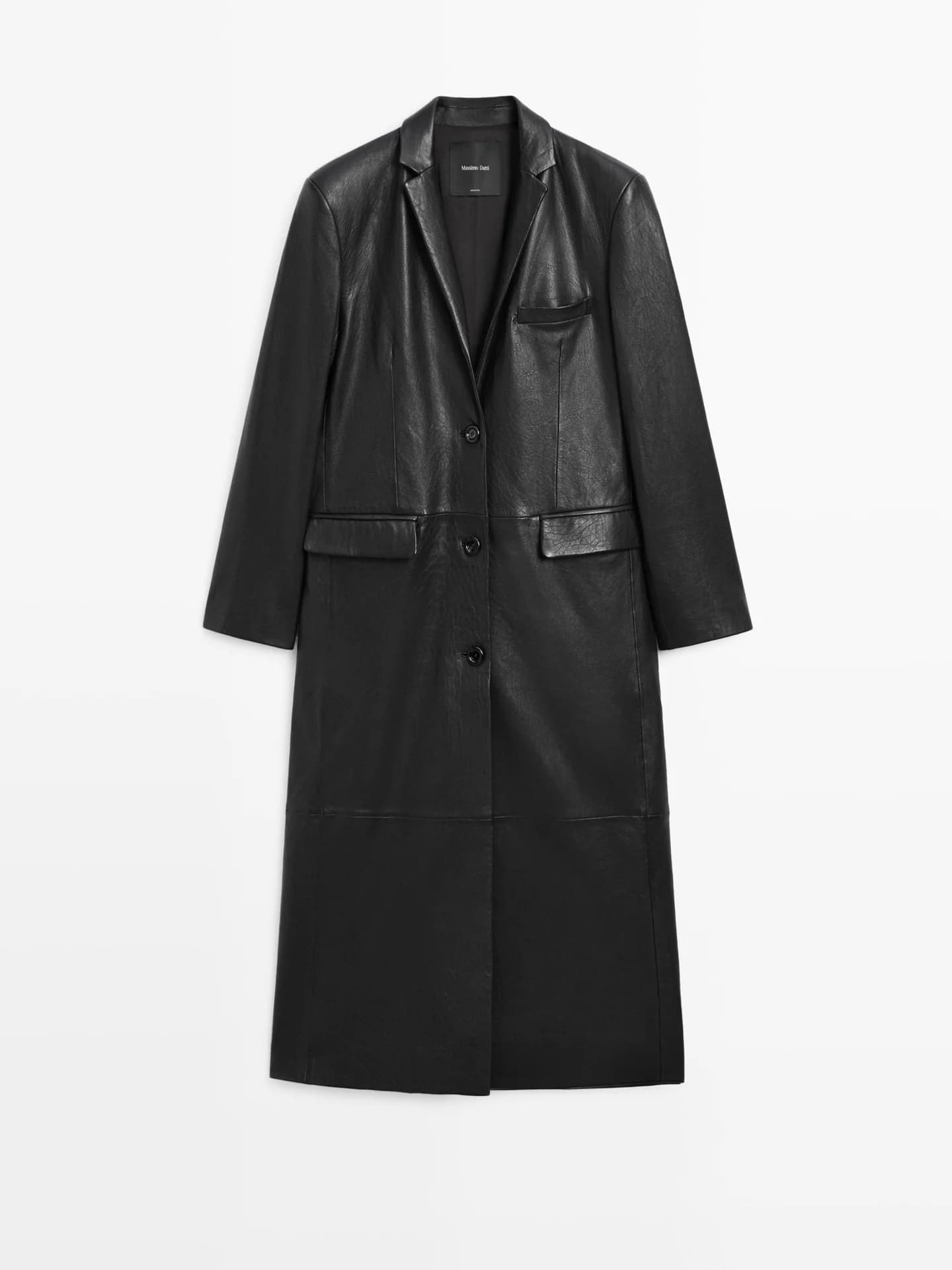 Длинное пальто из кожи наппа - фото 6