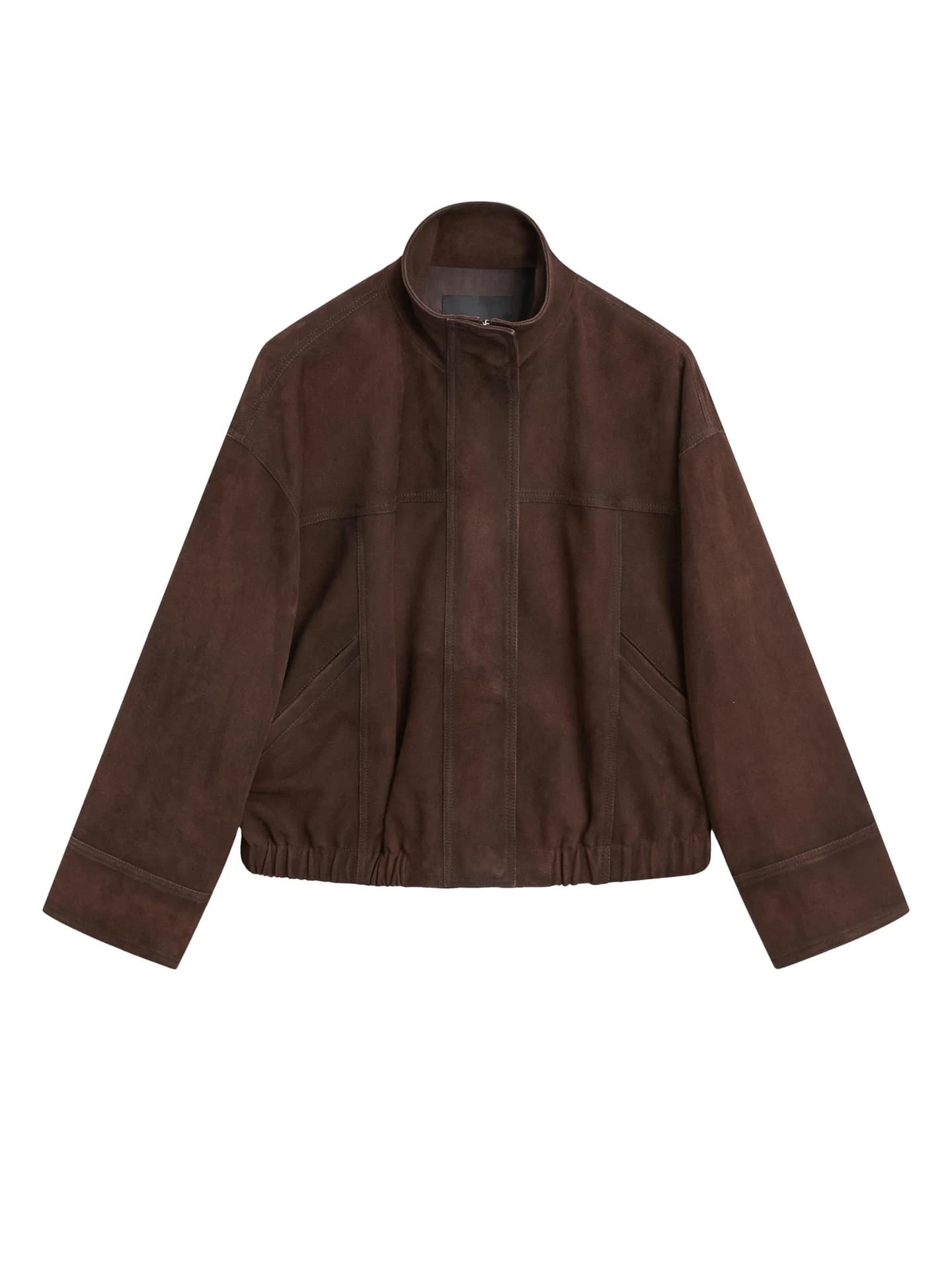 Замшевый кожаный бомбер - фото 6