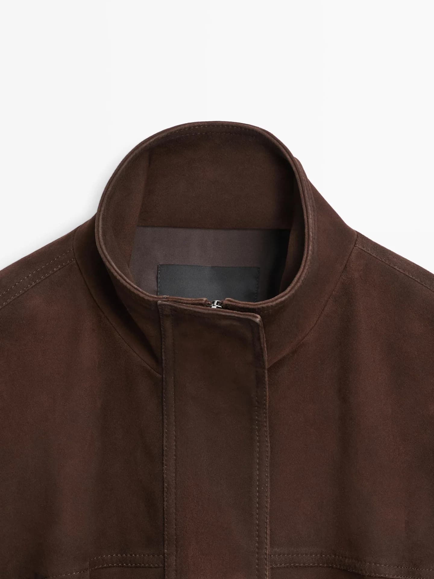 Замшевый кожаный бомбер - фото 8