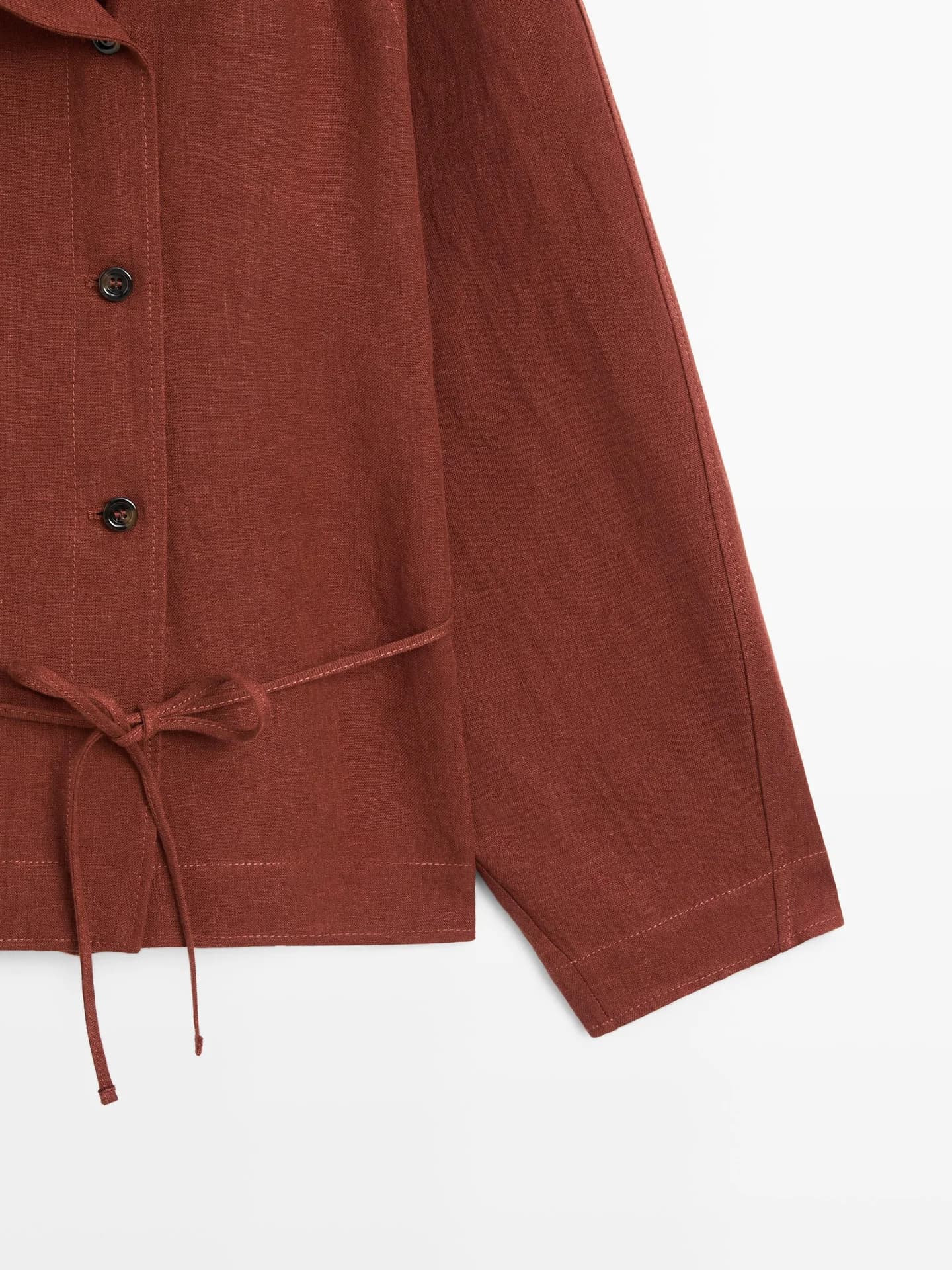 Кимоно из 100% льна с пуговицами и завязками. - фото 7