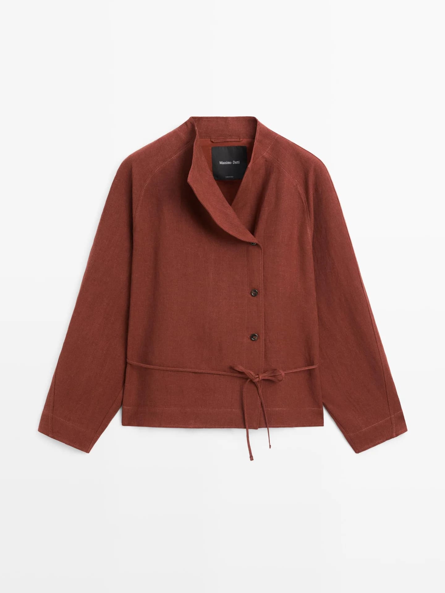 Кимоно из 100% льна с пуговицами и завязками. - фото 8