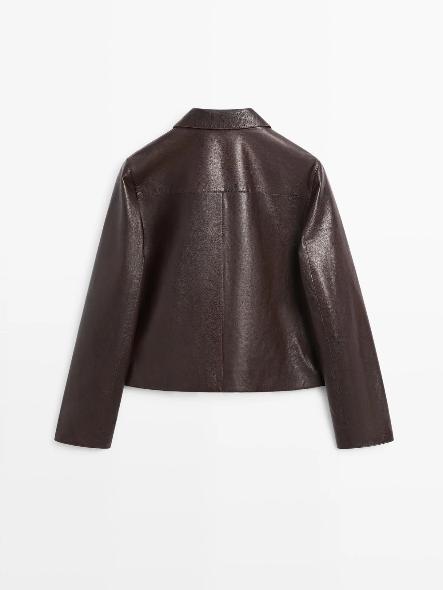 Короткая куртка из кожи наппа - фото 6