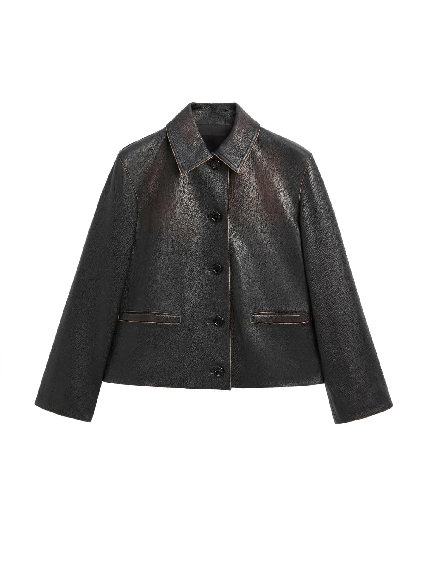 Короткая куртка из кожи наппа - фото 3