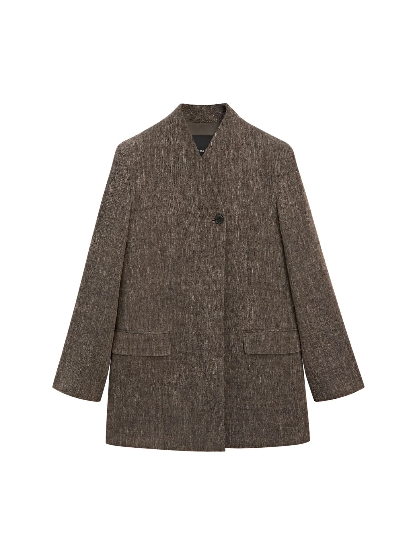 Пальто из смесовой шерсти с высоким воротником. - фото 5