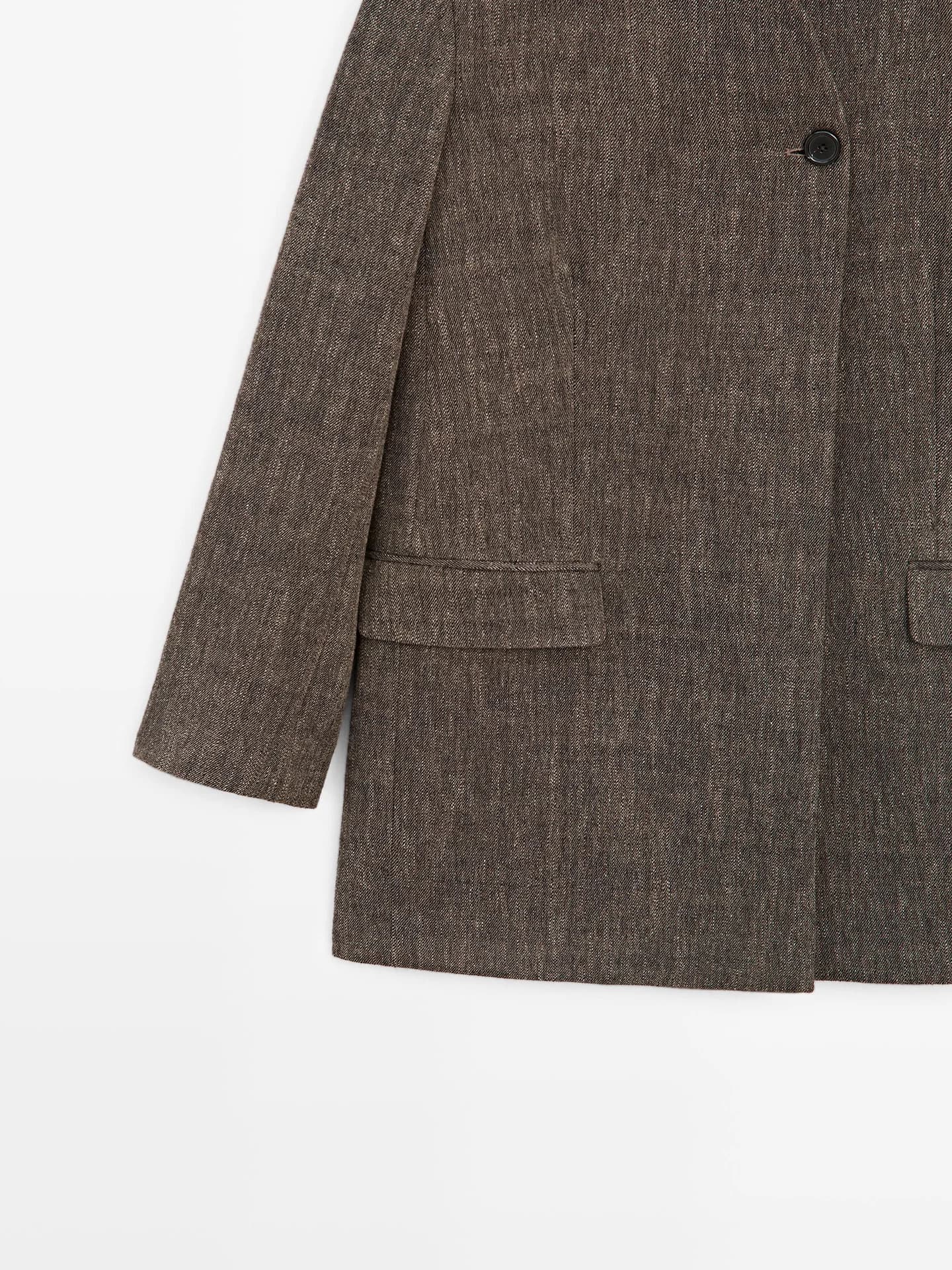 Пальто из смесовой шерсти с высоким воротником. - фото 9