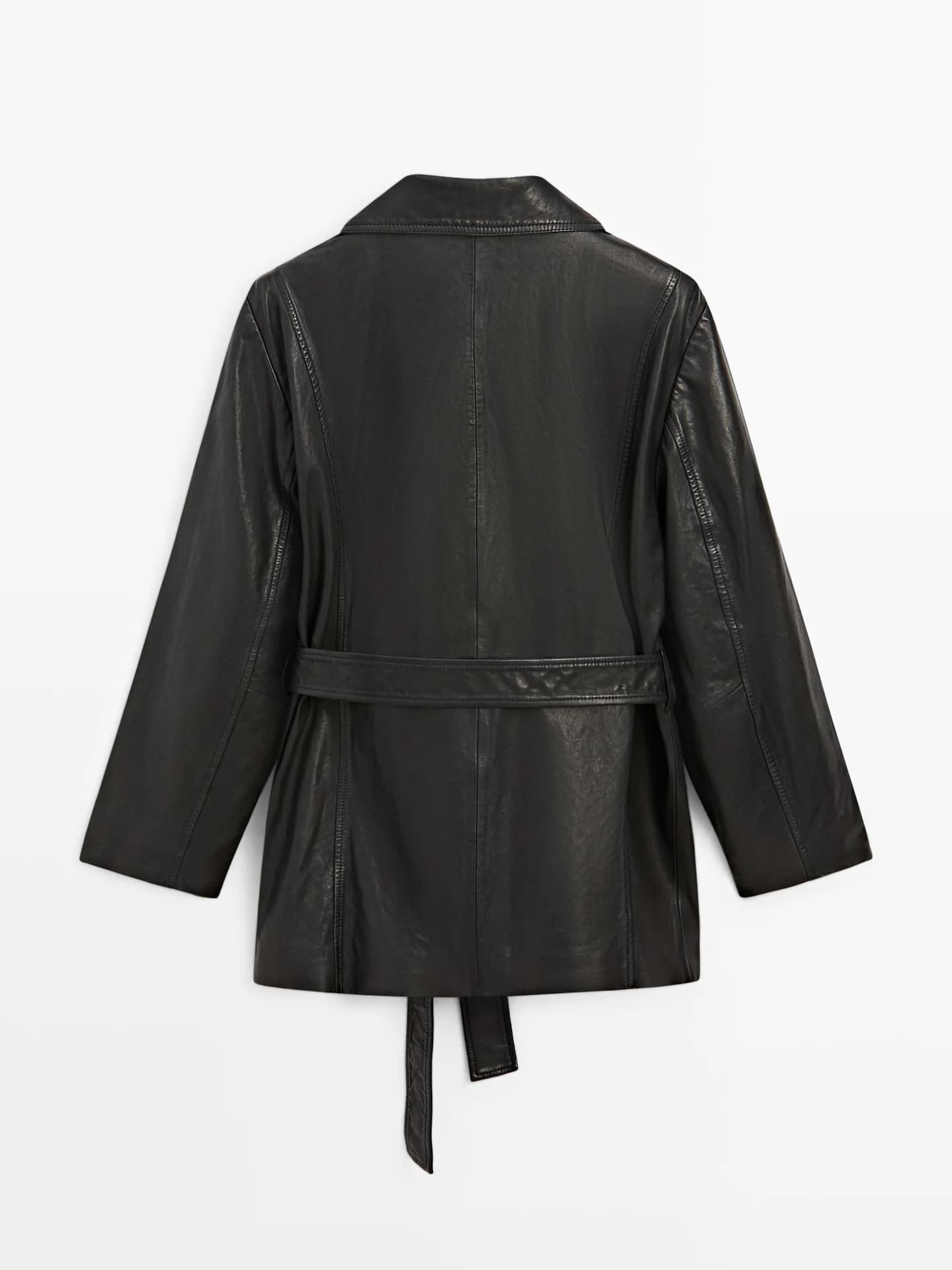 Куртка из кожи наппа с поясом - фото 9