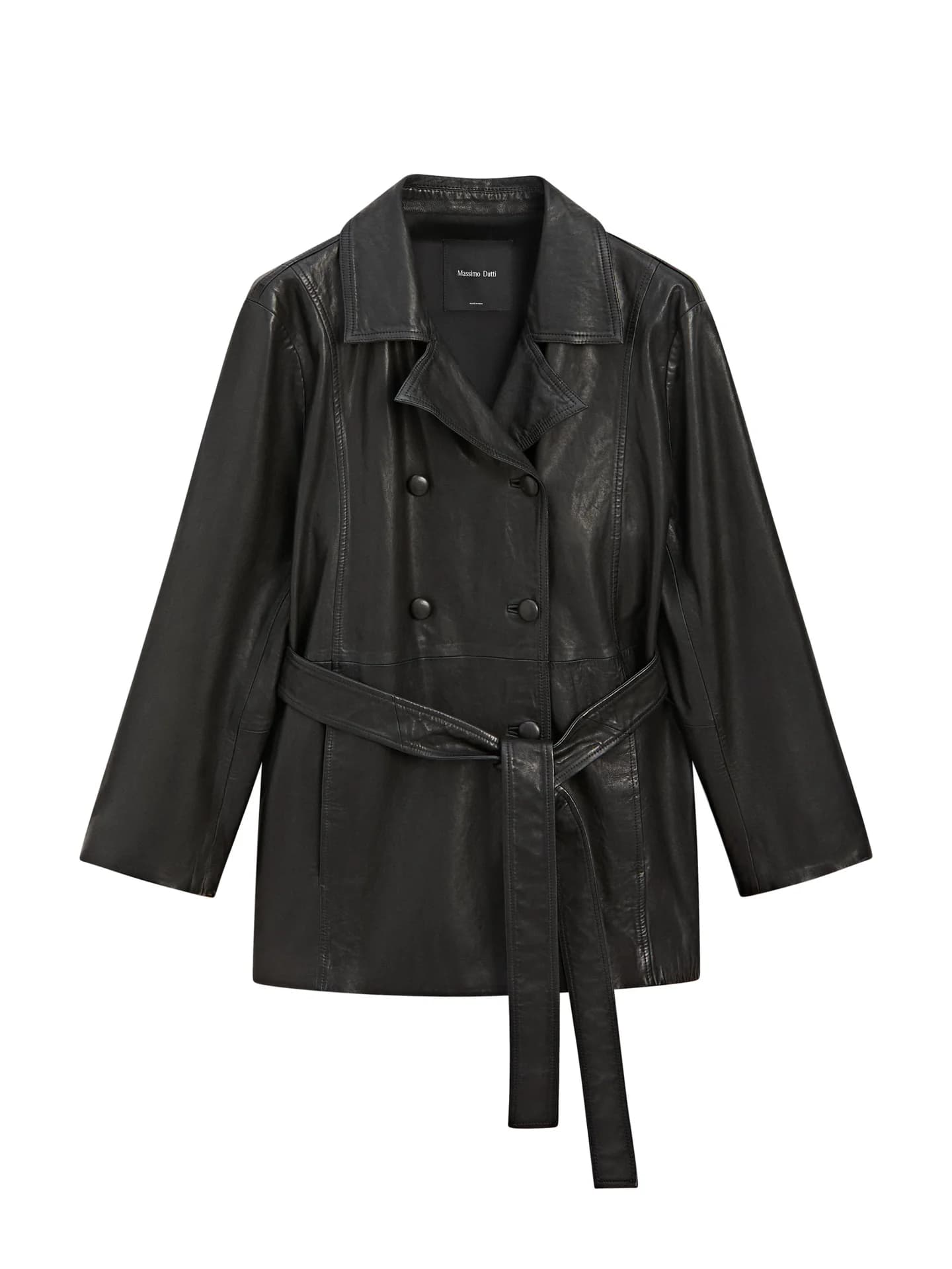 Куртка из кожи наппа с поясом - фото 13