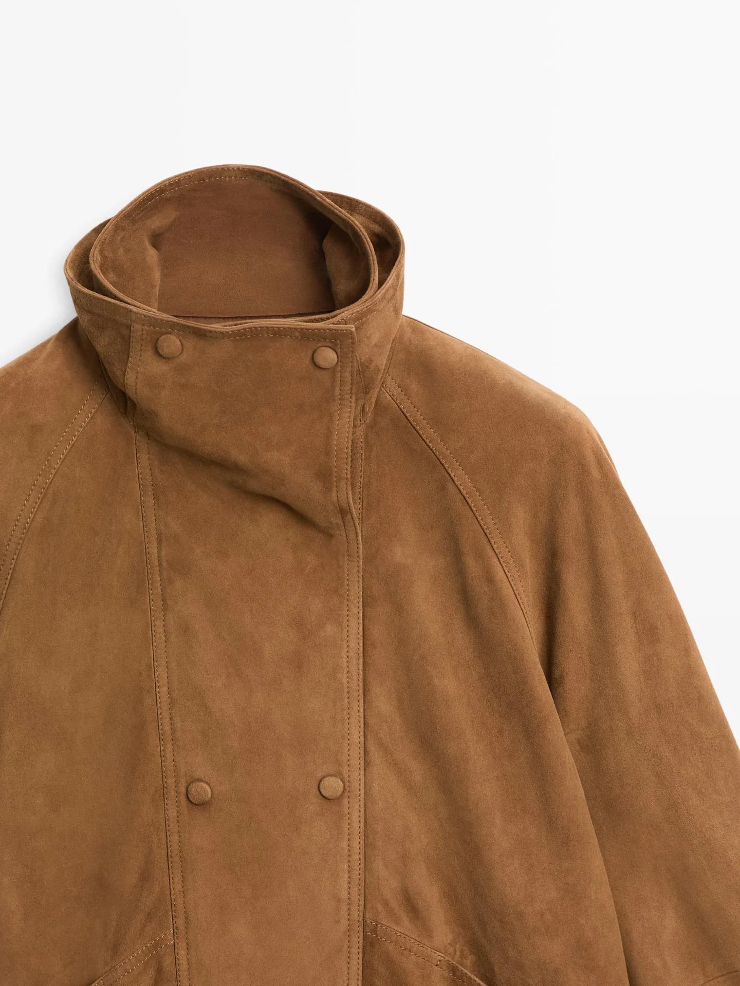 Замшевая кожаная куртка на пуговицах - фото 3