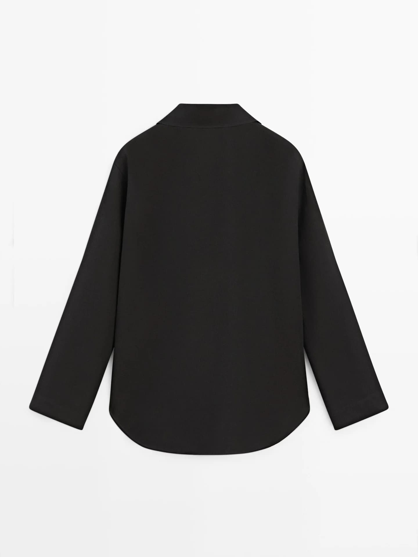 Рубашка свободного кроя с V-образным вырезом из смесового хлопка. - фото 6