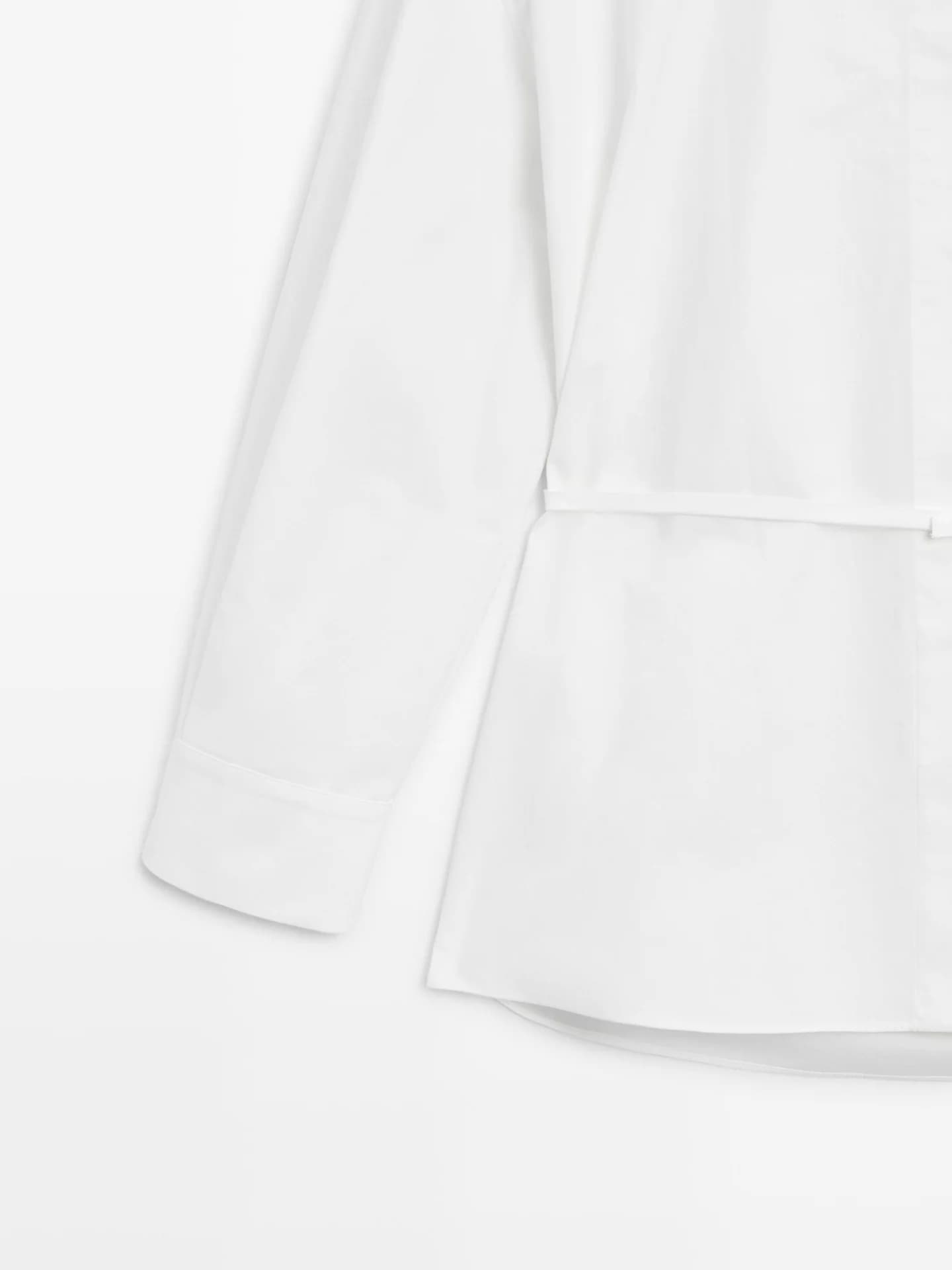 Рубашка с воротником стойкой и декоративным поясом. - фото 6