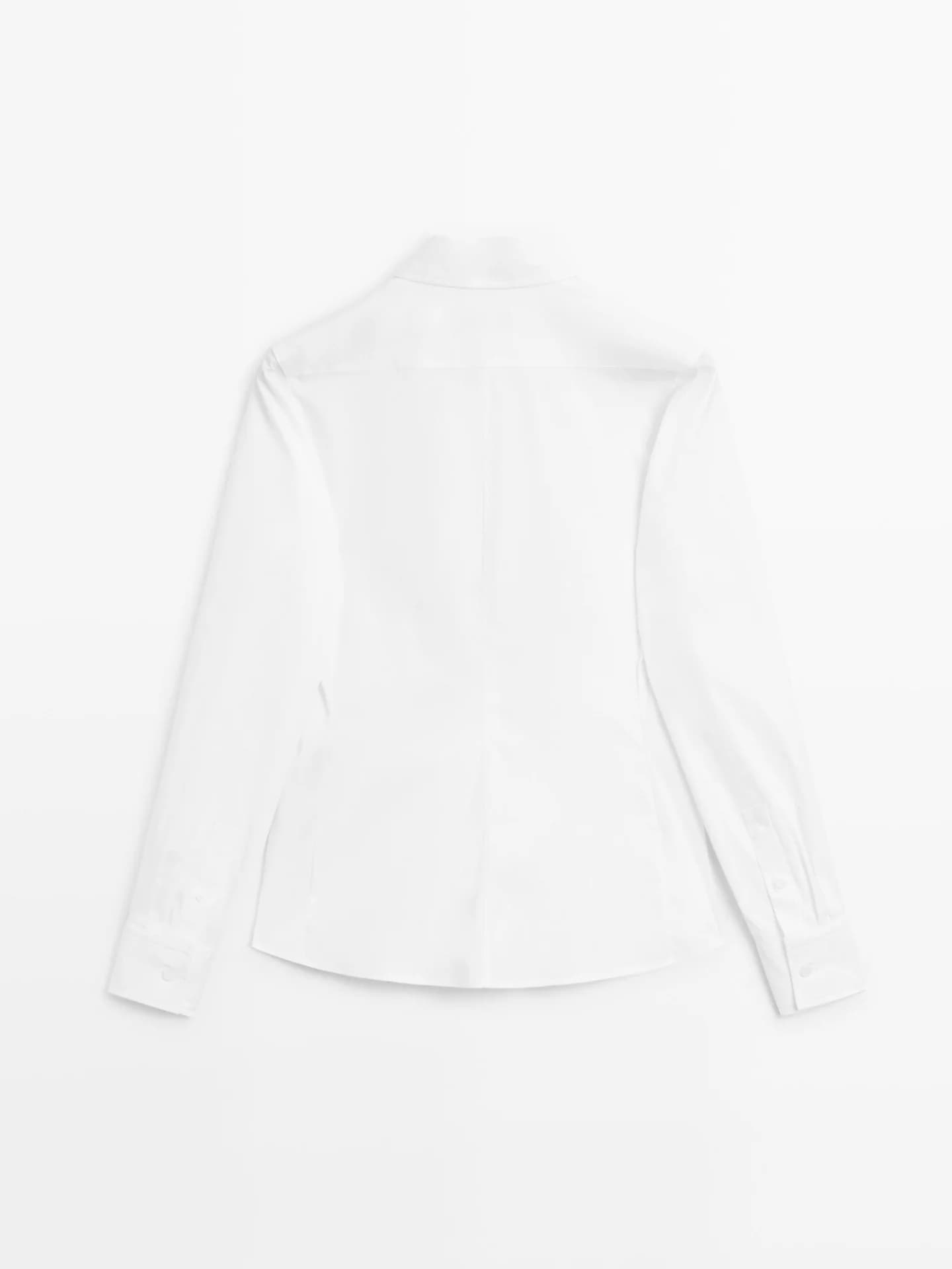 Эластичная рубашка из смесового хлопка. - фото 6