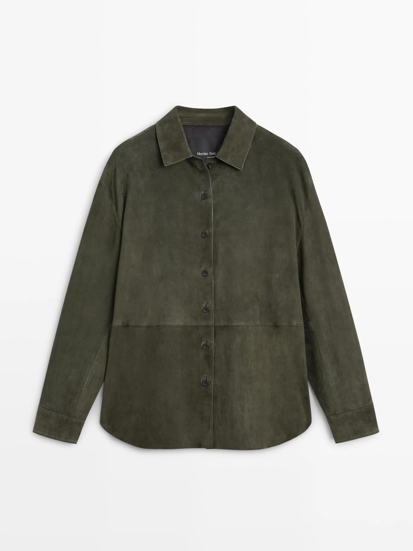 Кожаная рубашка из замши с отстрочкой - фото 8