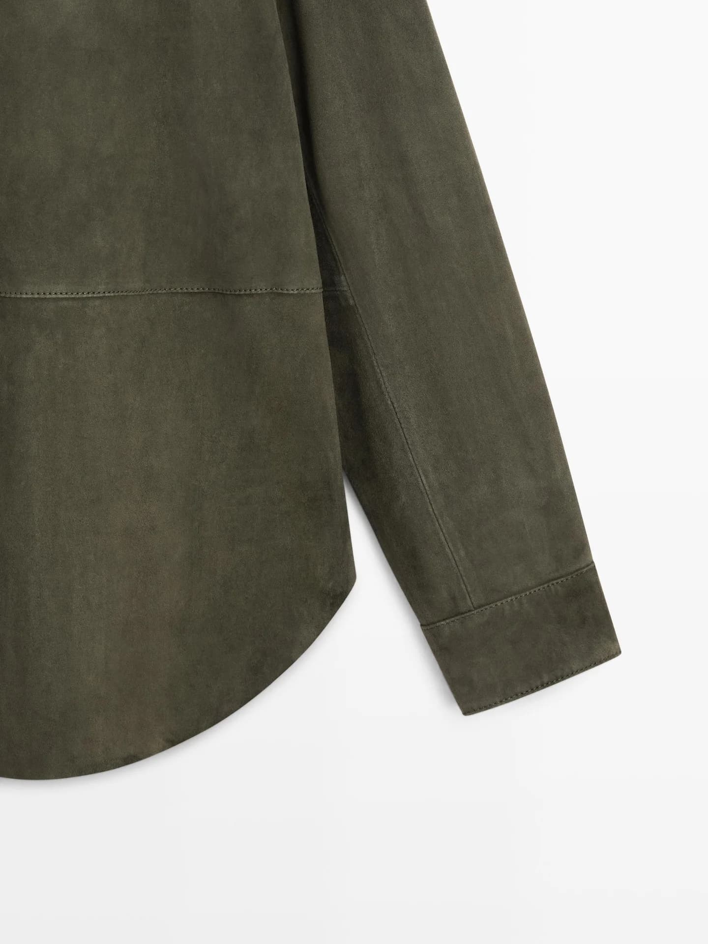 Кожаная рубашка из замши с отстрочкой - фото 9