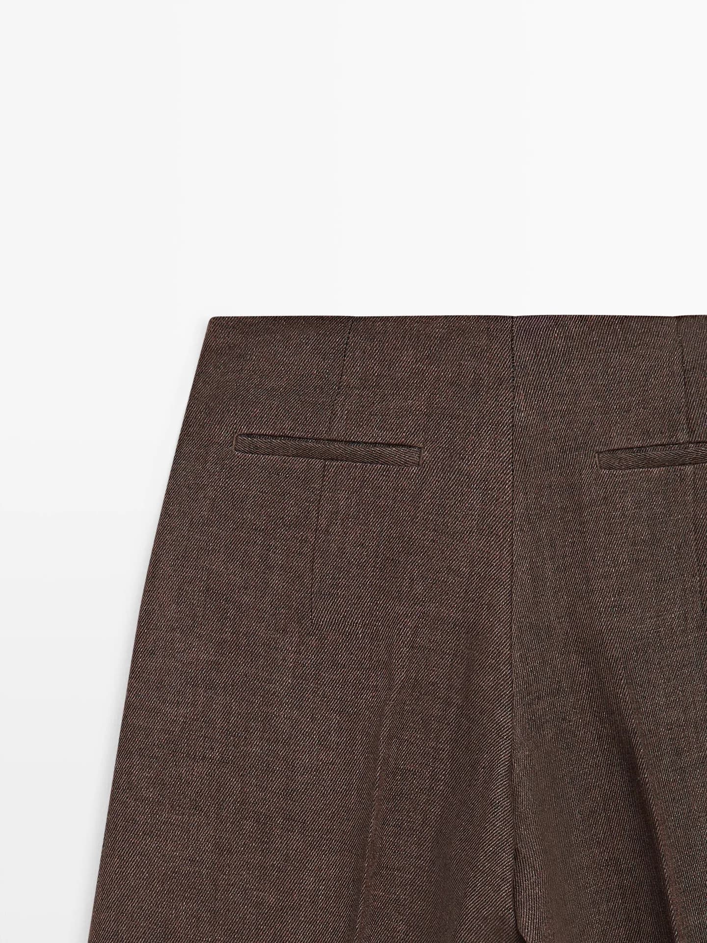 Свободные костюмные брюки из льна. - фото 9