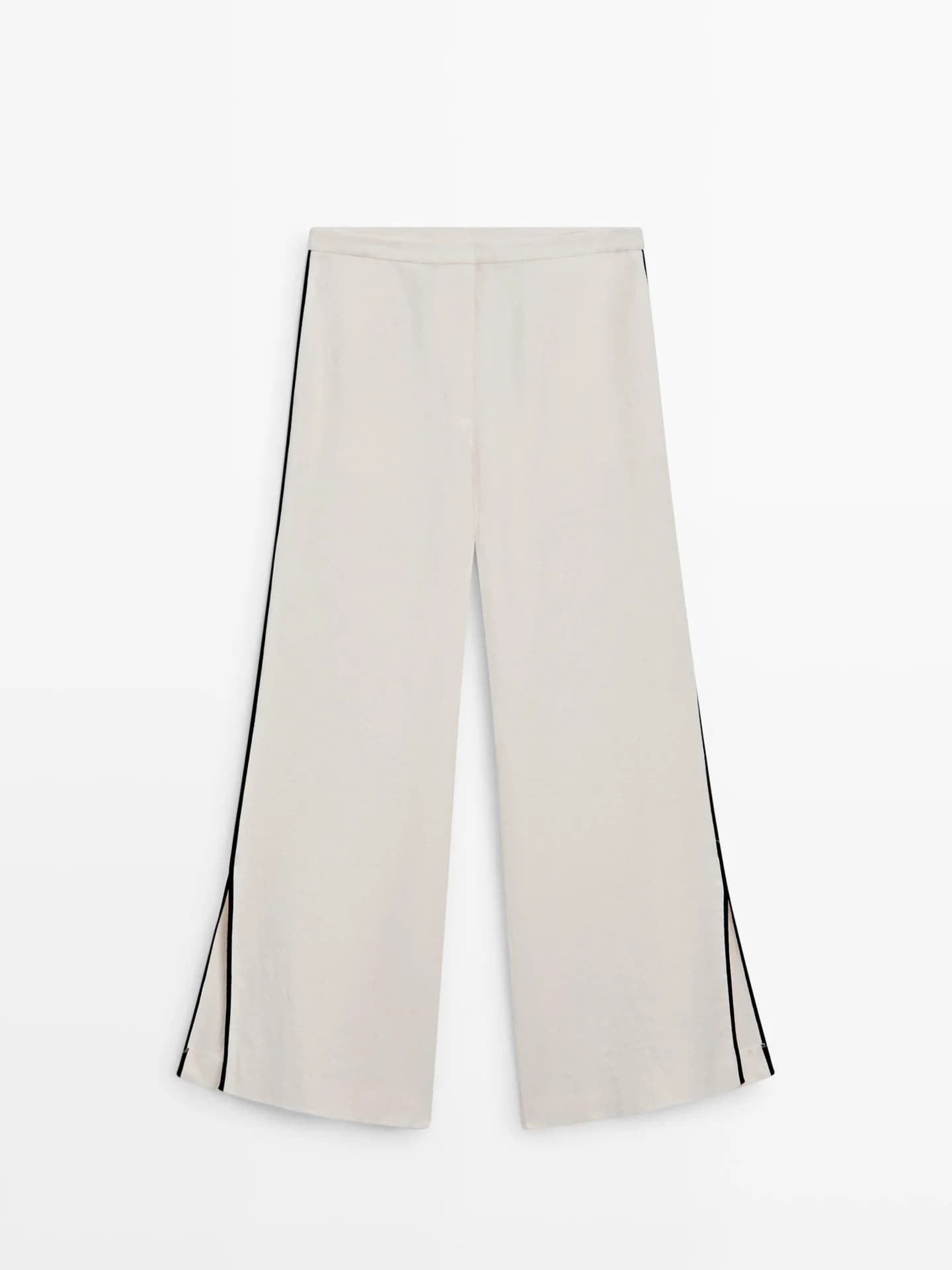 Льняные брюки с контрастной окантовкой - фото 2