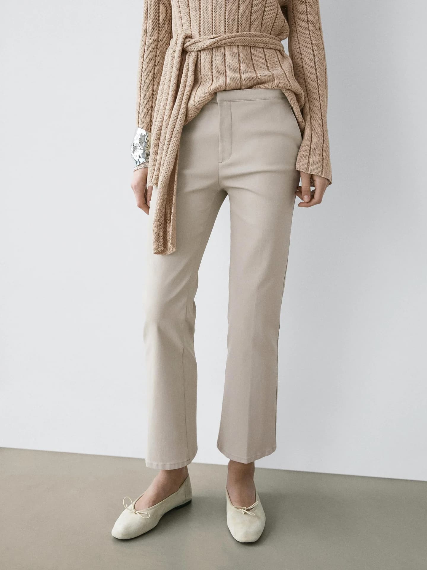 Вощеные брюки клеш со средней талией - фото 5