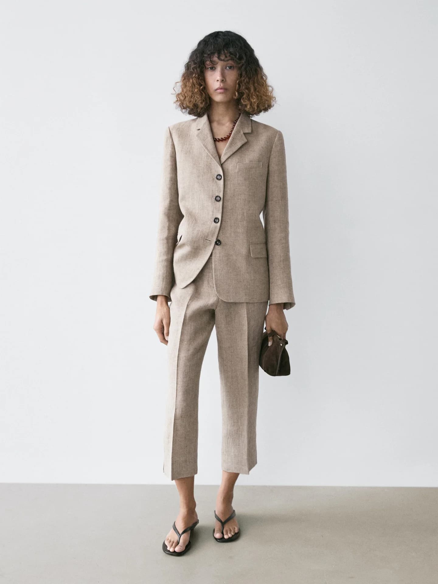 Капри из меланжевого льна - фото 9