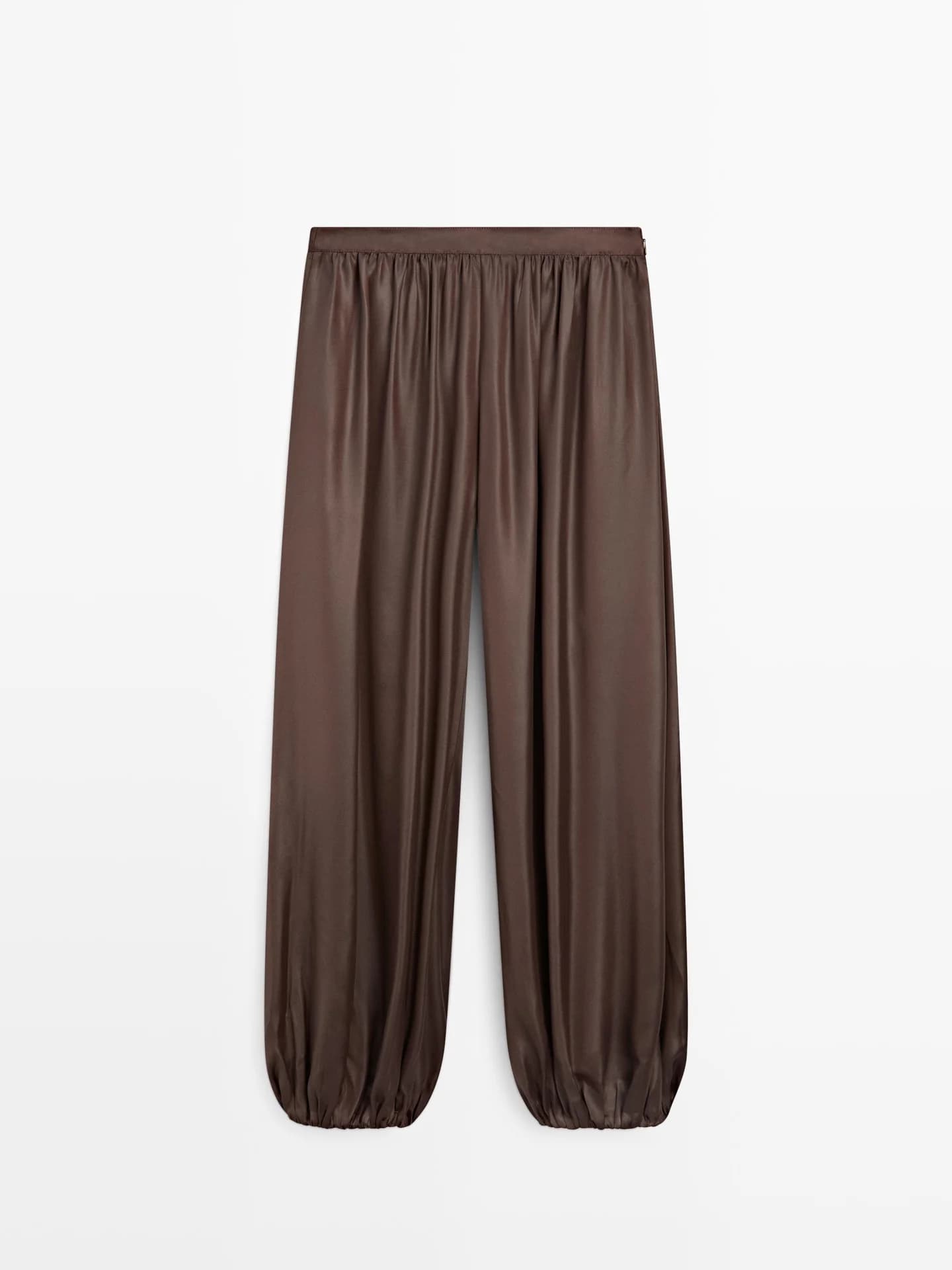 Свободные атласные брюки-баллоны - фото 7