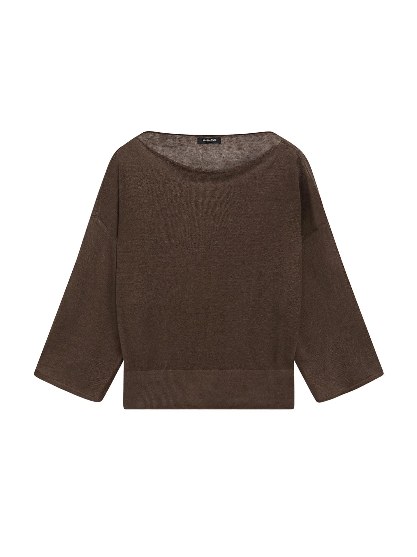 Вязаная льняная футболка с вырезом лодочкой - фото 4