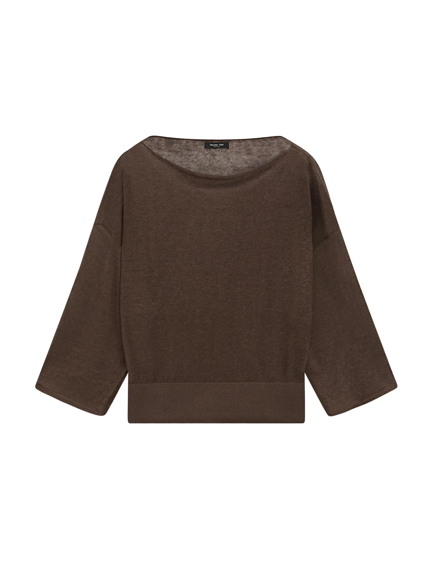 Вязаная льняная футболка с вырезом лодочкой - фото 5