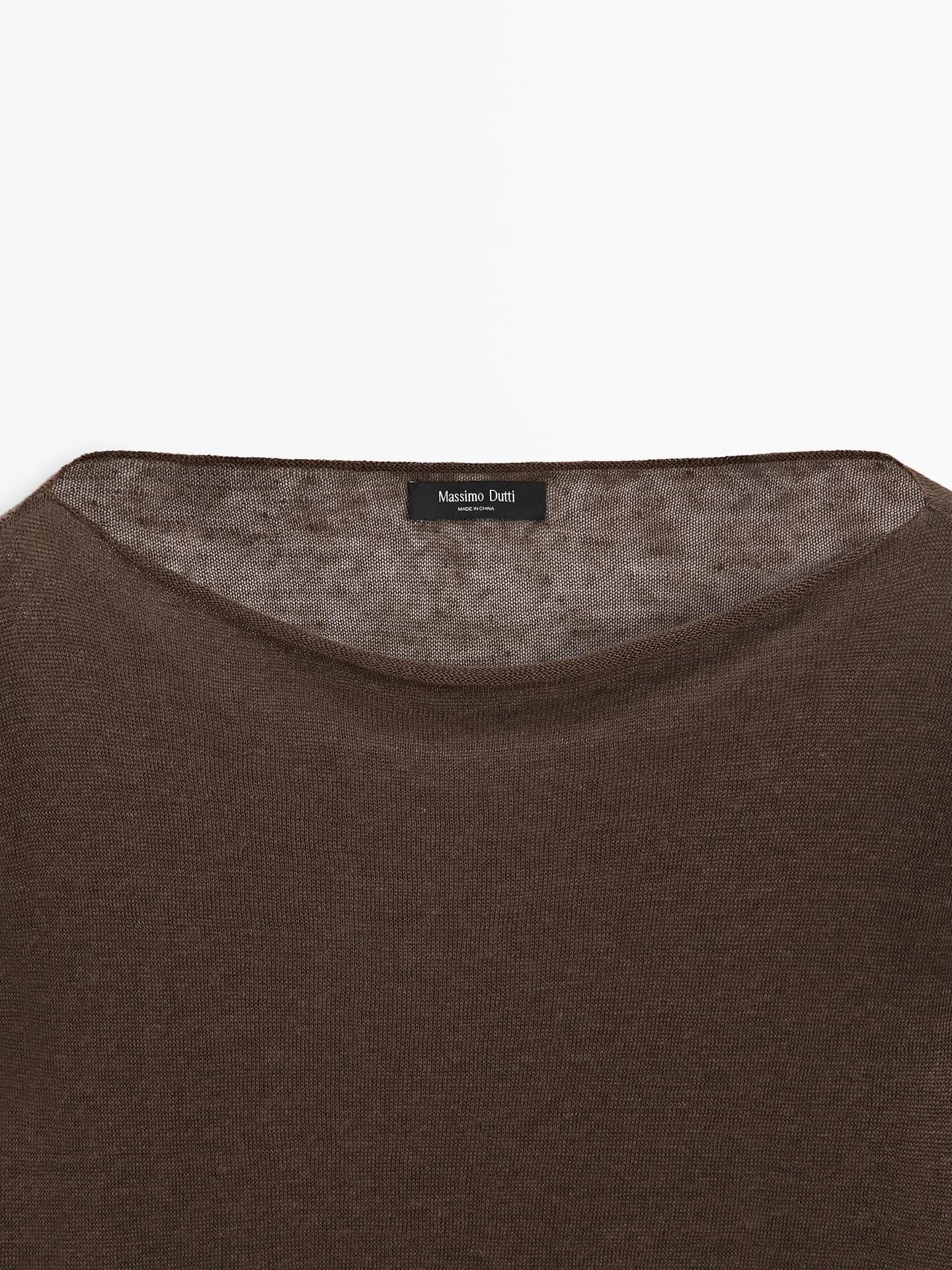 Вязаная льняная футболка с вырезом лодочкой - фото 6