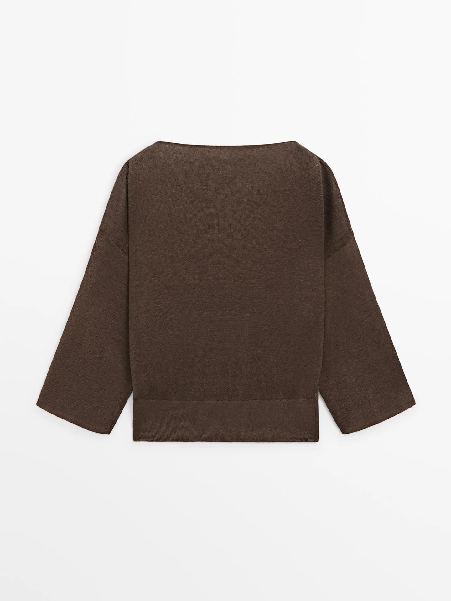 Вязаная льняная футболка с вырезом лодочкой - фото 7