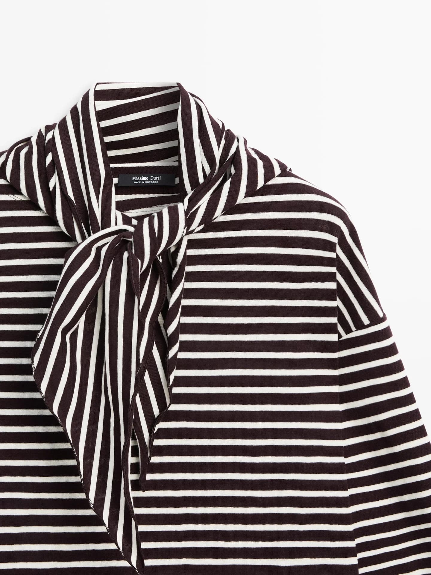 Полосатая футболка с шарфом из смесового хлопка - фото 3