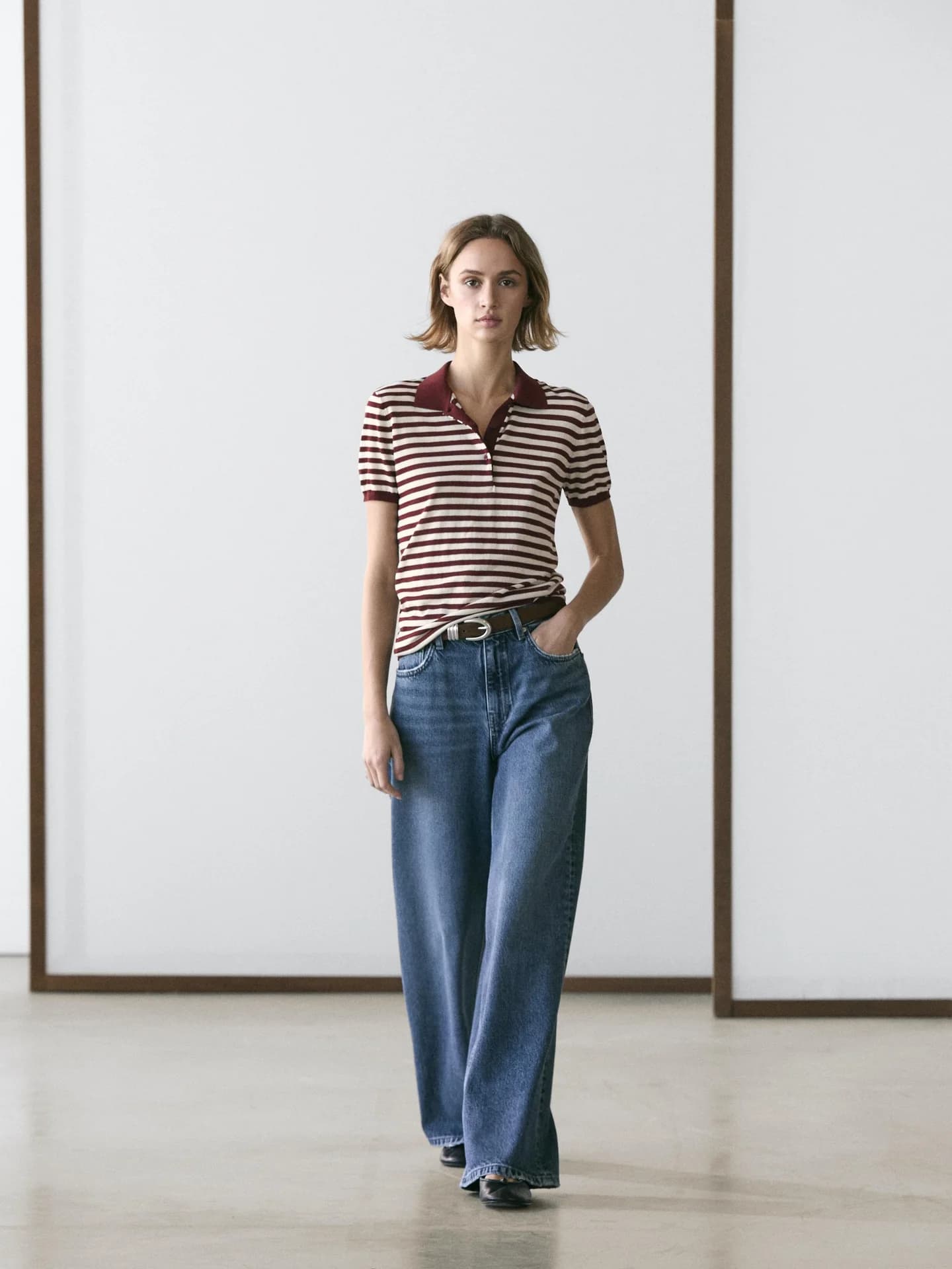 Полосатая рубашка-поло из хлопка