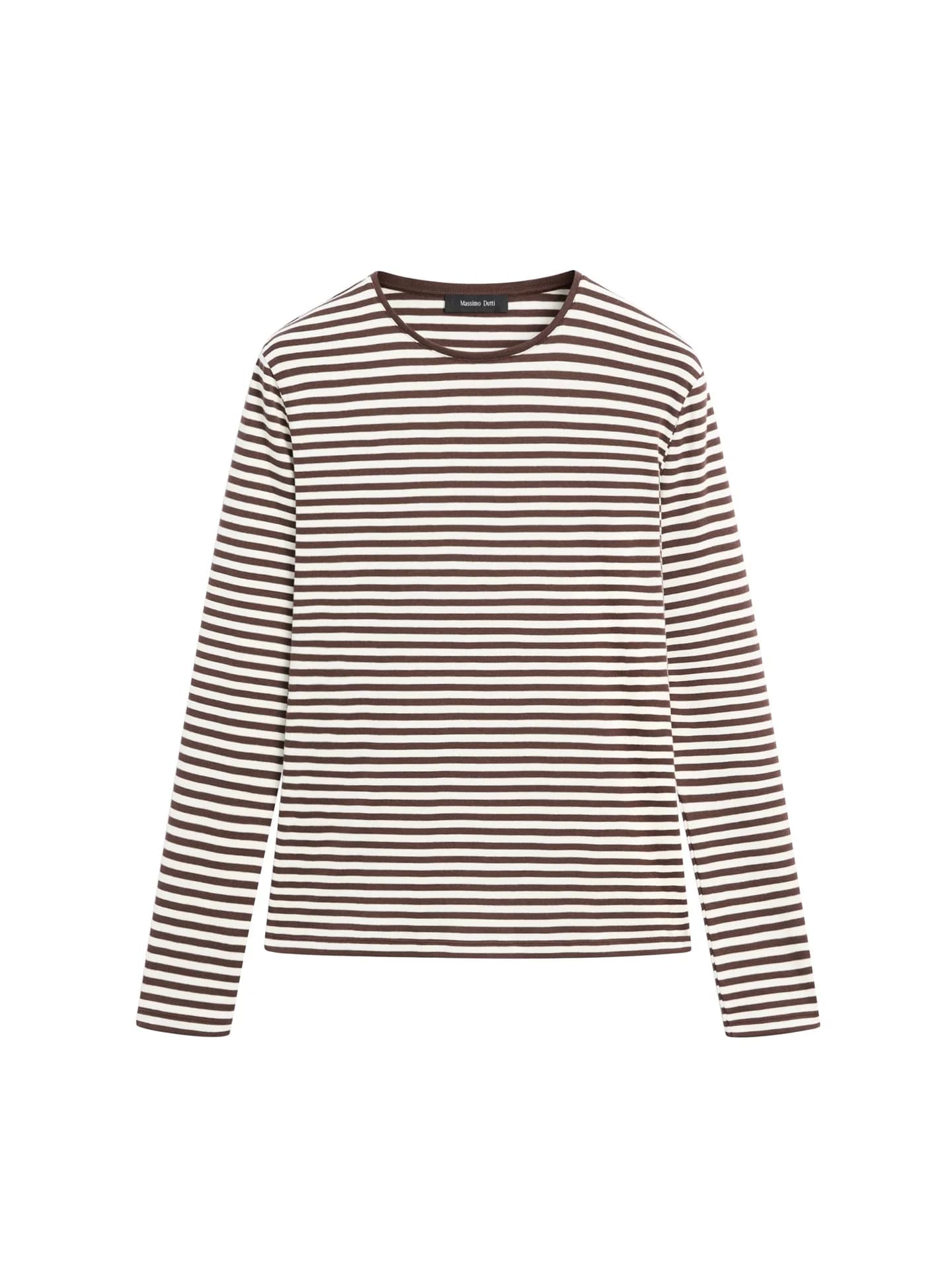 Полосатая футболка с длинными рукавами и контрастной деталью - фото 5