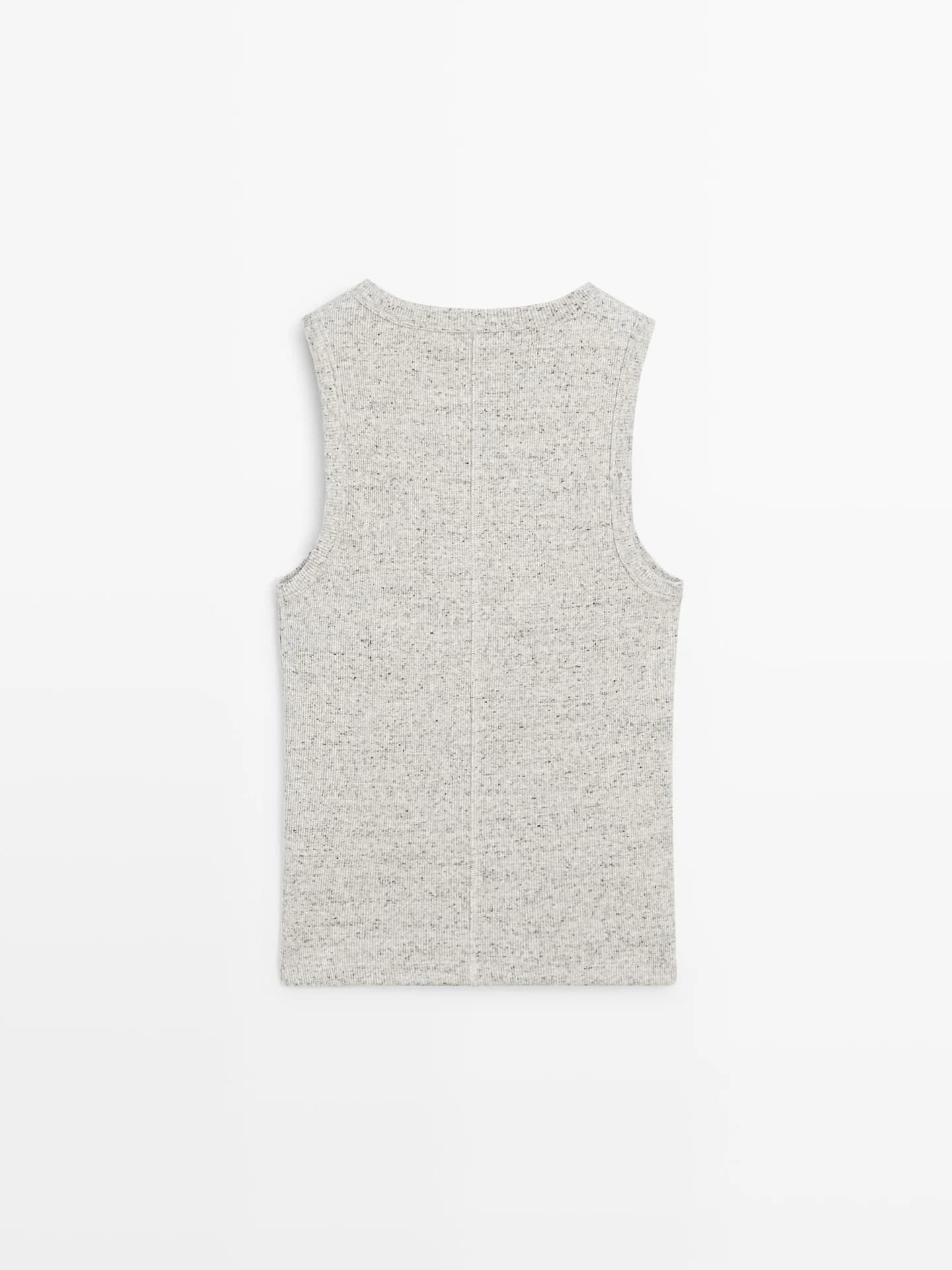 Футболка без рукавов из смесового хлопка - фото 2