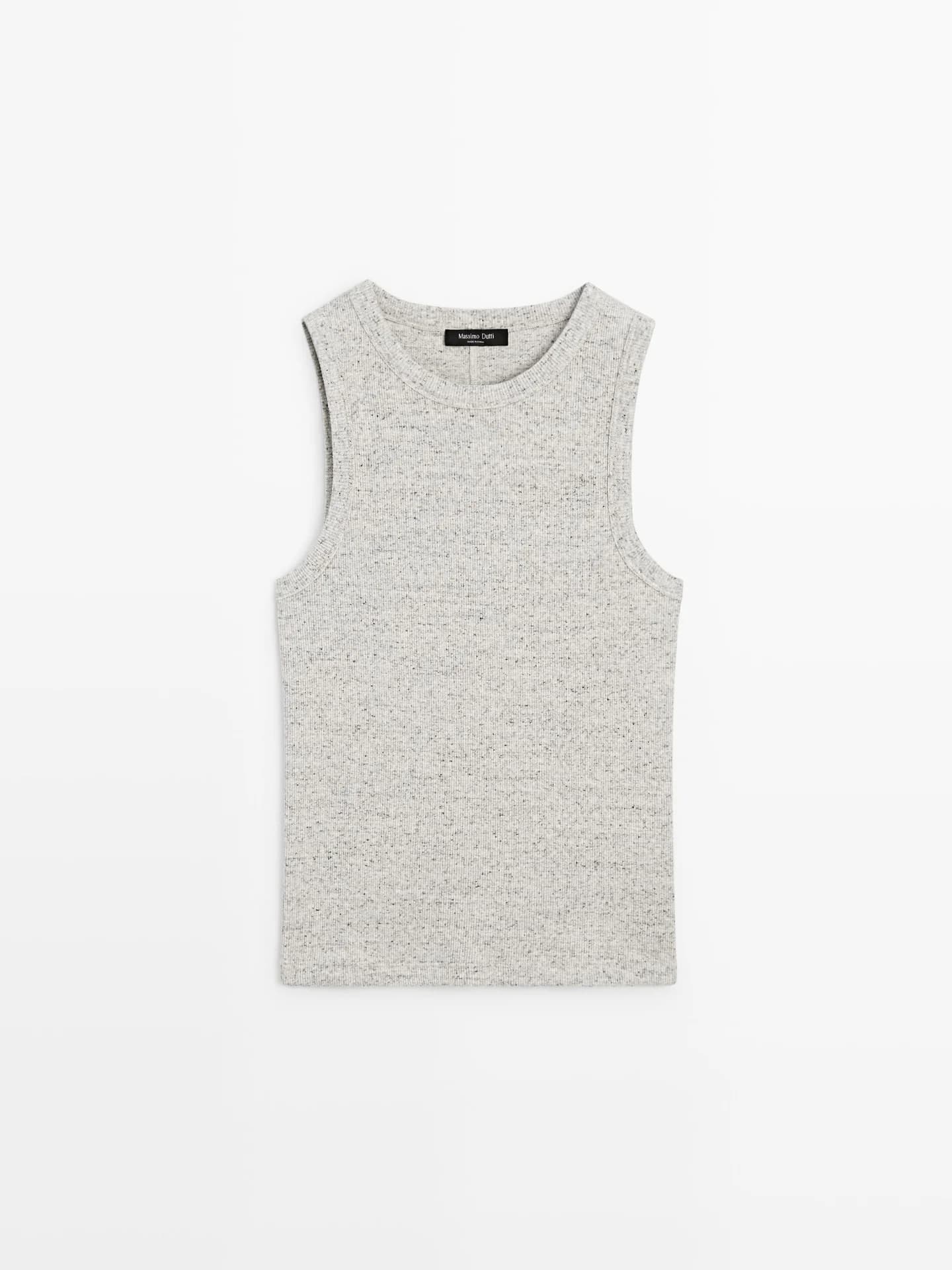 Футболка без рукавов из смесового хлопка - фото 8