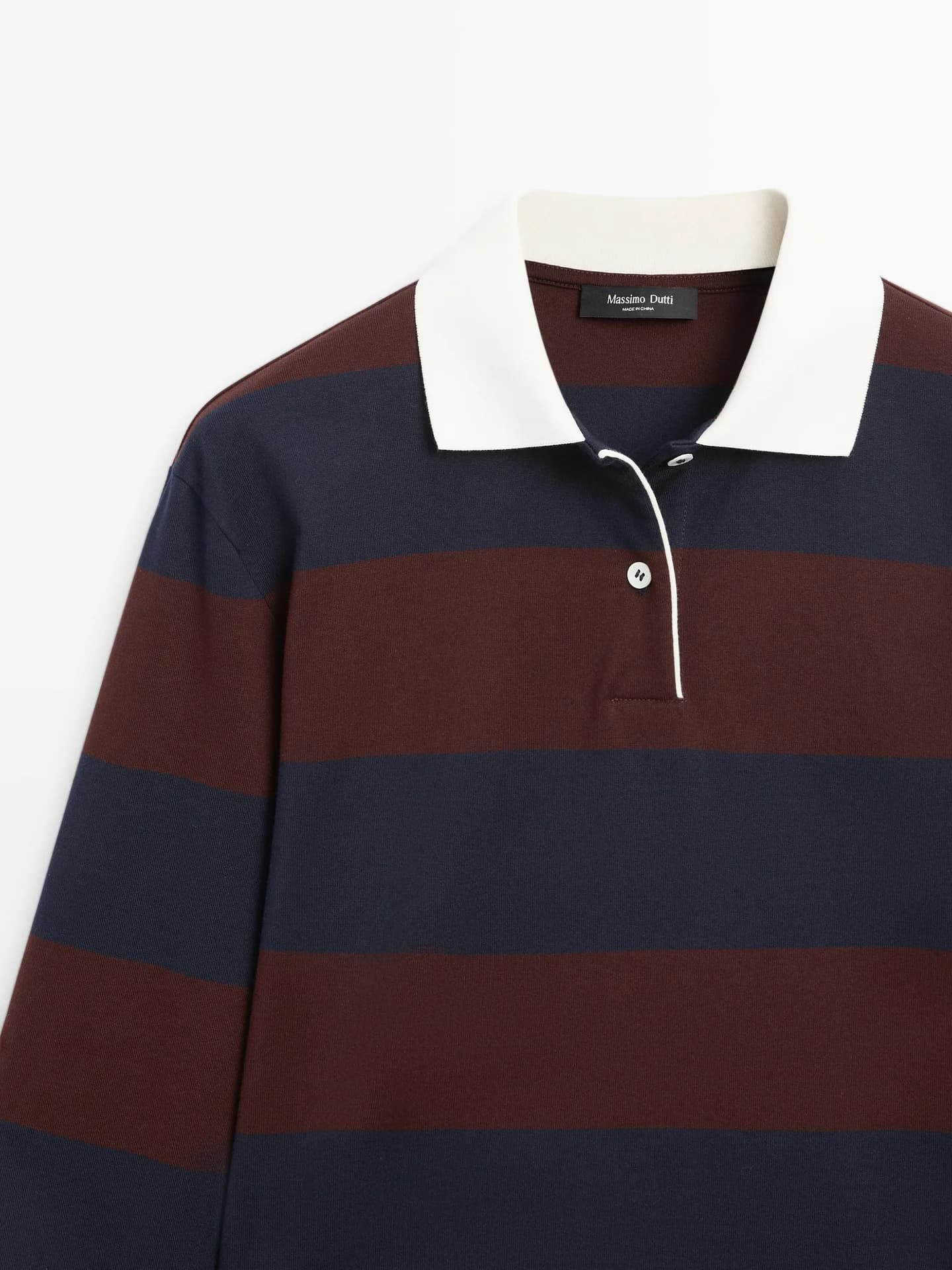 Рубашка-поло из хлопка с длинными рукавами в полоску - фото 7