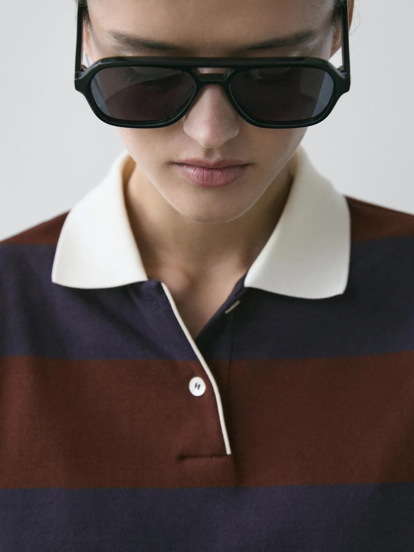 Рубашка-поло из хлопка с длинными рукавами в полоску - фото 9