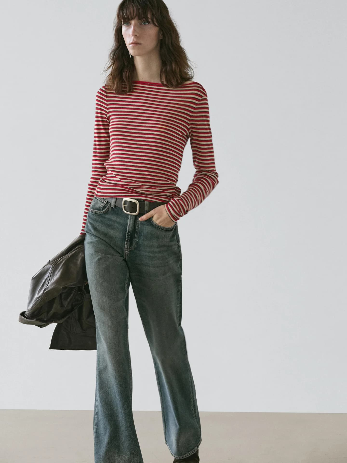 Полосатая футболка с длинными рукавами - фото 9