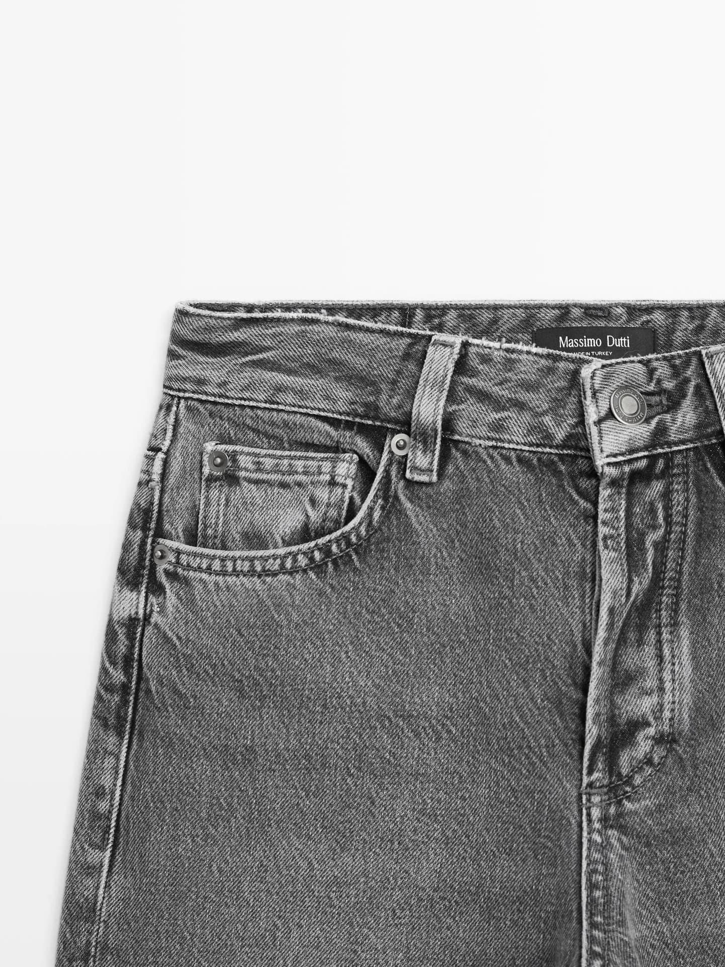 Джинсы со средней посадкой и широкими штанинами - фото 5