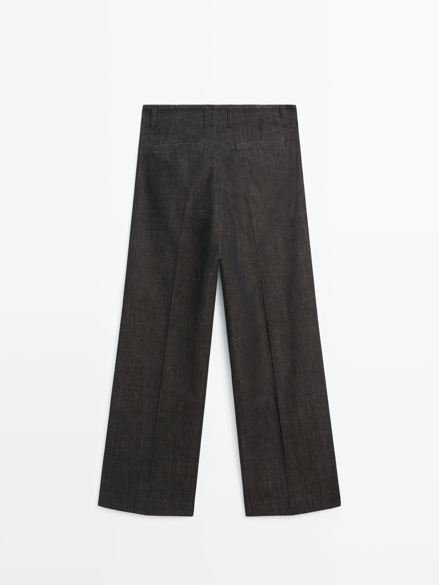 Джинсы со средней посадкой и широкими штанинами - фото 7