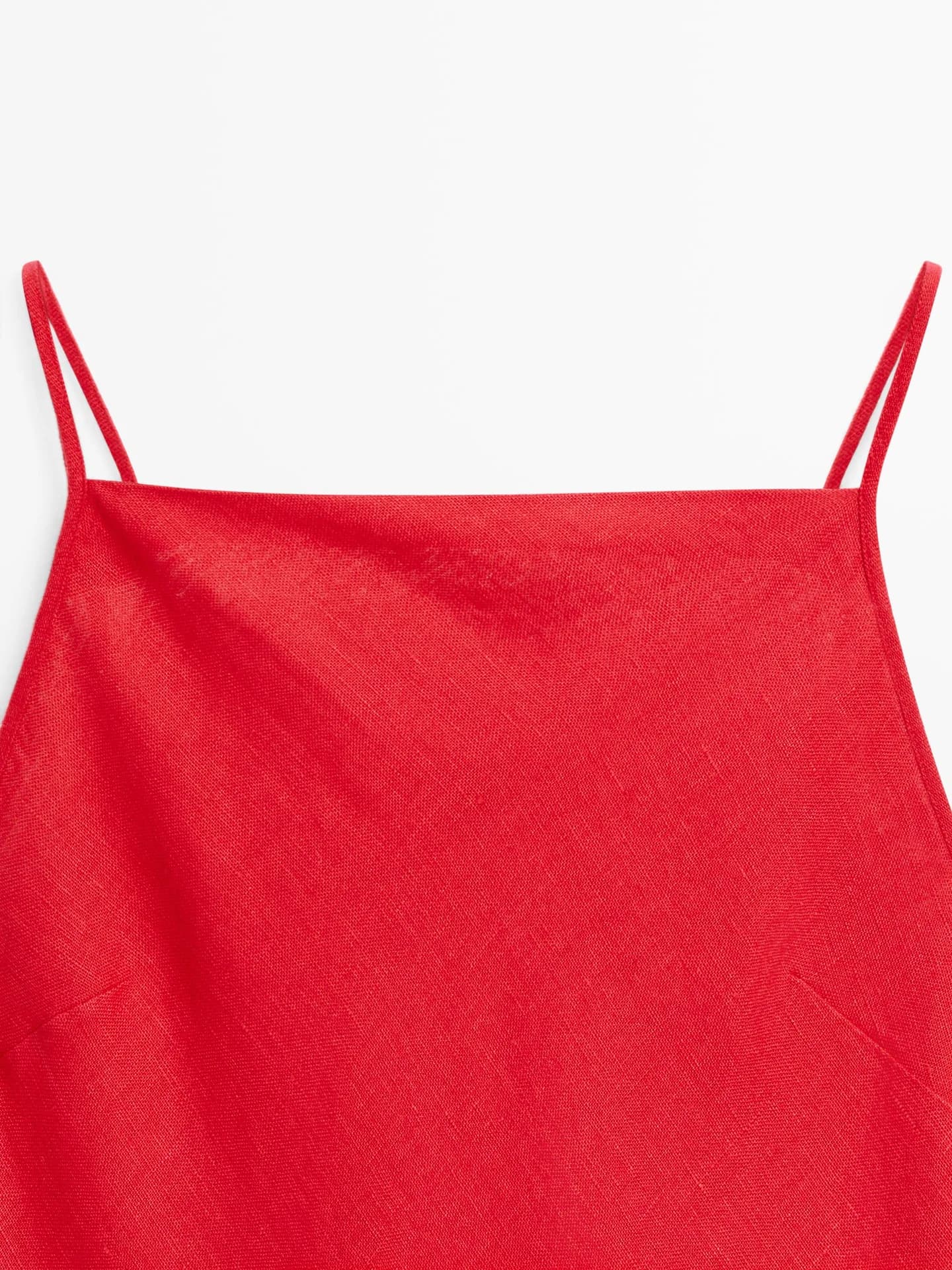 Льняное платье средней длины с прямым вырезом. - фото 10