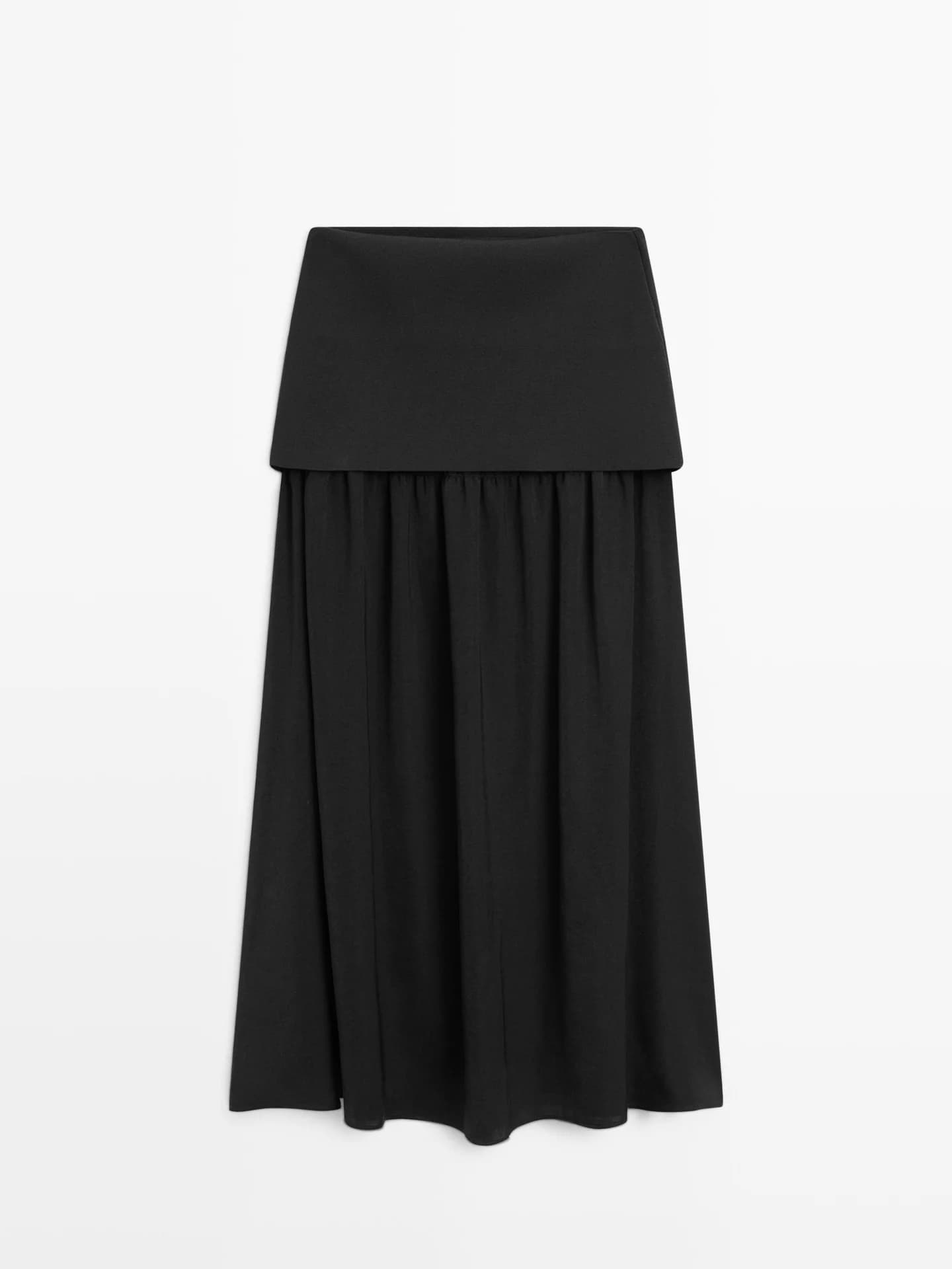 Свободная юбка миди из комбинированной ткани