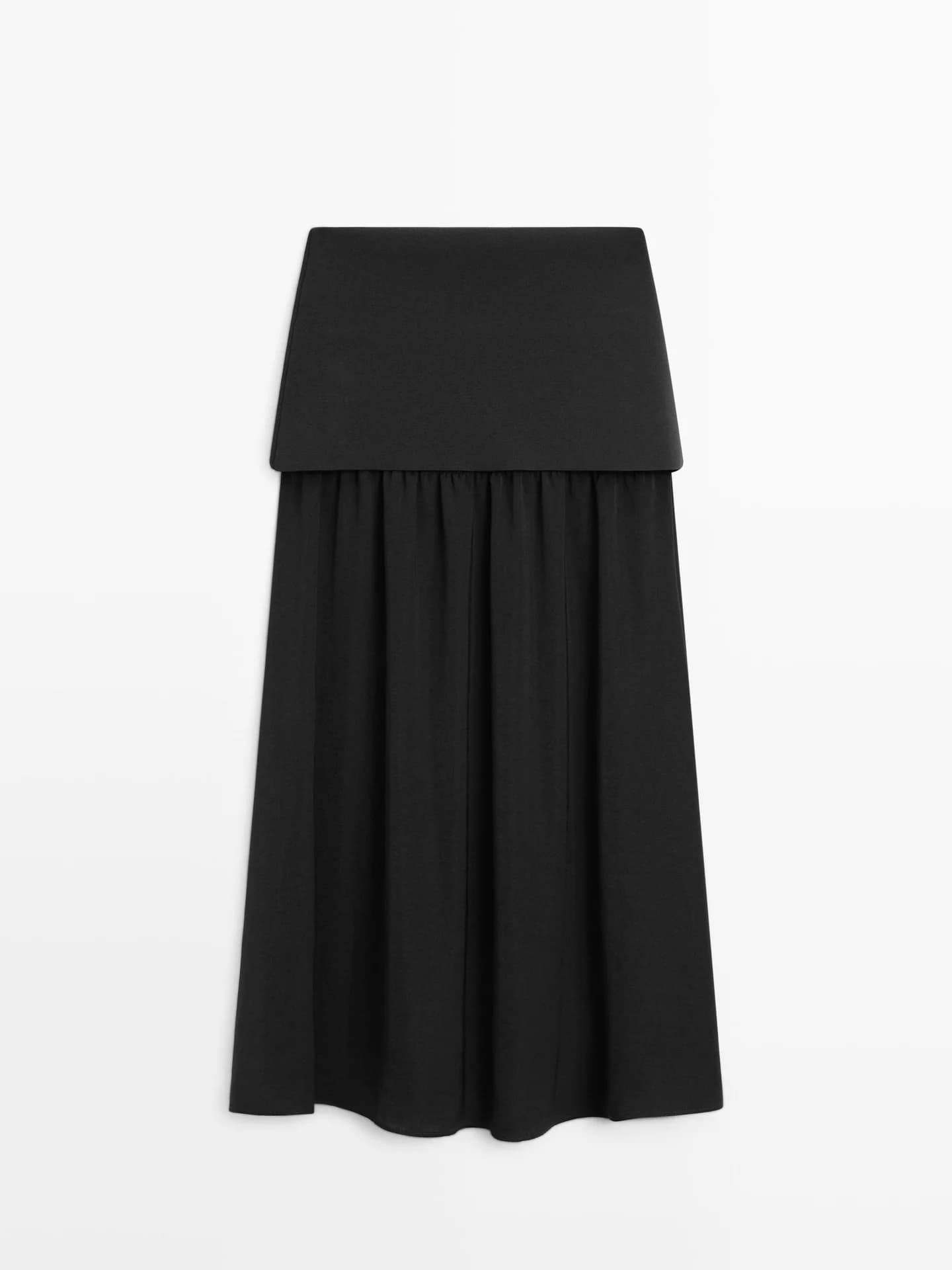 Свободная юбка миди из комбинированной ткани - фото 4